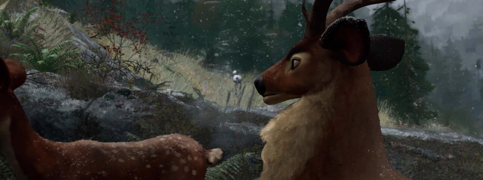 Deer Refuge. Responsible for environment (ground, rocks, plants) texturing, look development and microdressing/scattering.