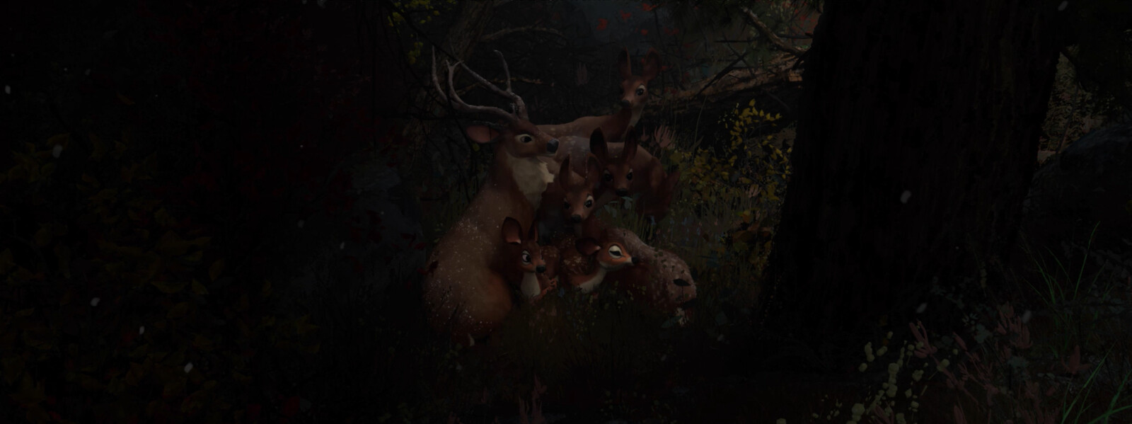 Deer Refuge. Responsible for environment (ground, rocks, plants) texturing, look development and microdressing/scattering.