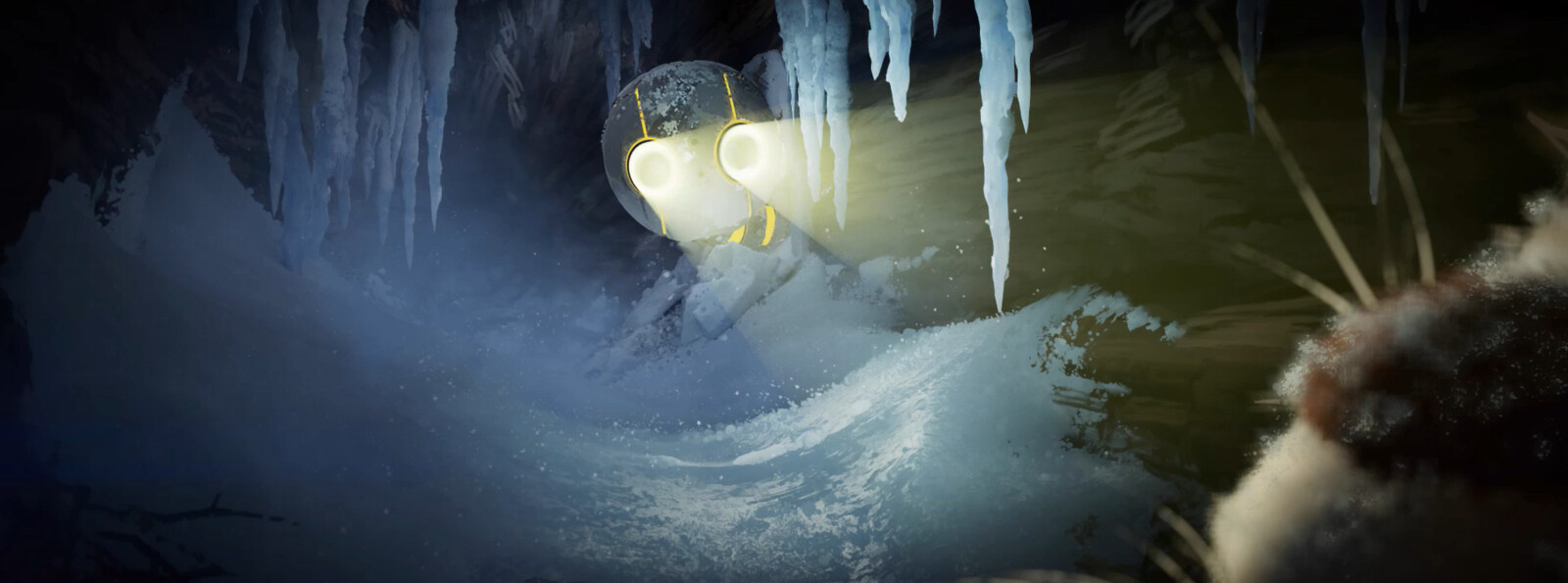 Pinktail's Cave. Responsible for environment/log texturing, look development and microdressing/scattering. I also helped develop the ice texture and shader for the show, in collaboration with Jeff Nichols and Elizabeth Kelly.