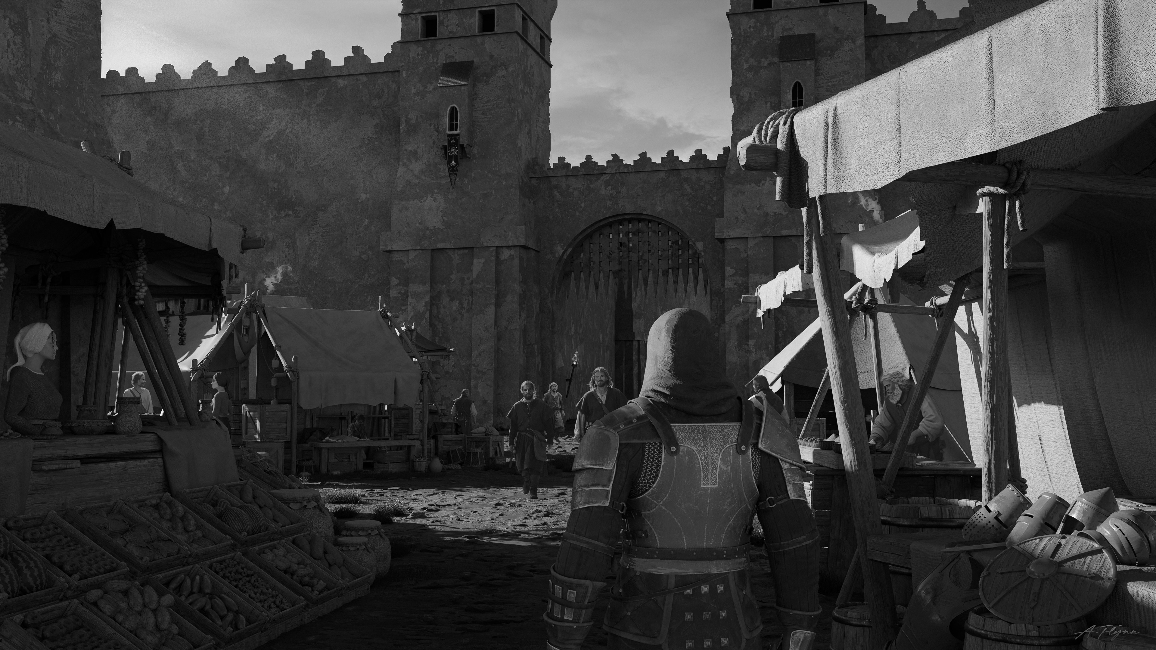 Medieval Market Black &amp; White