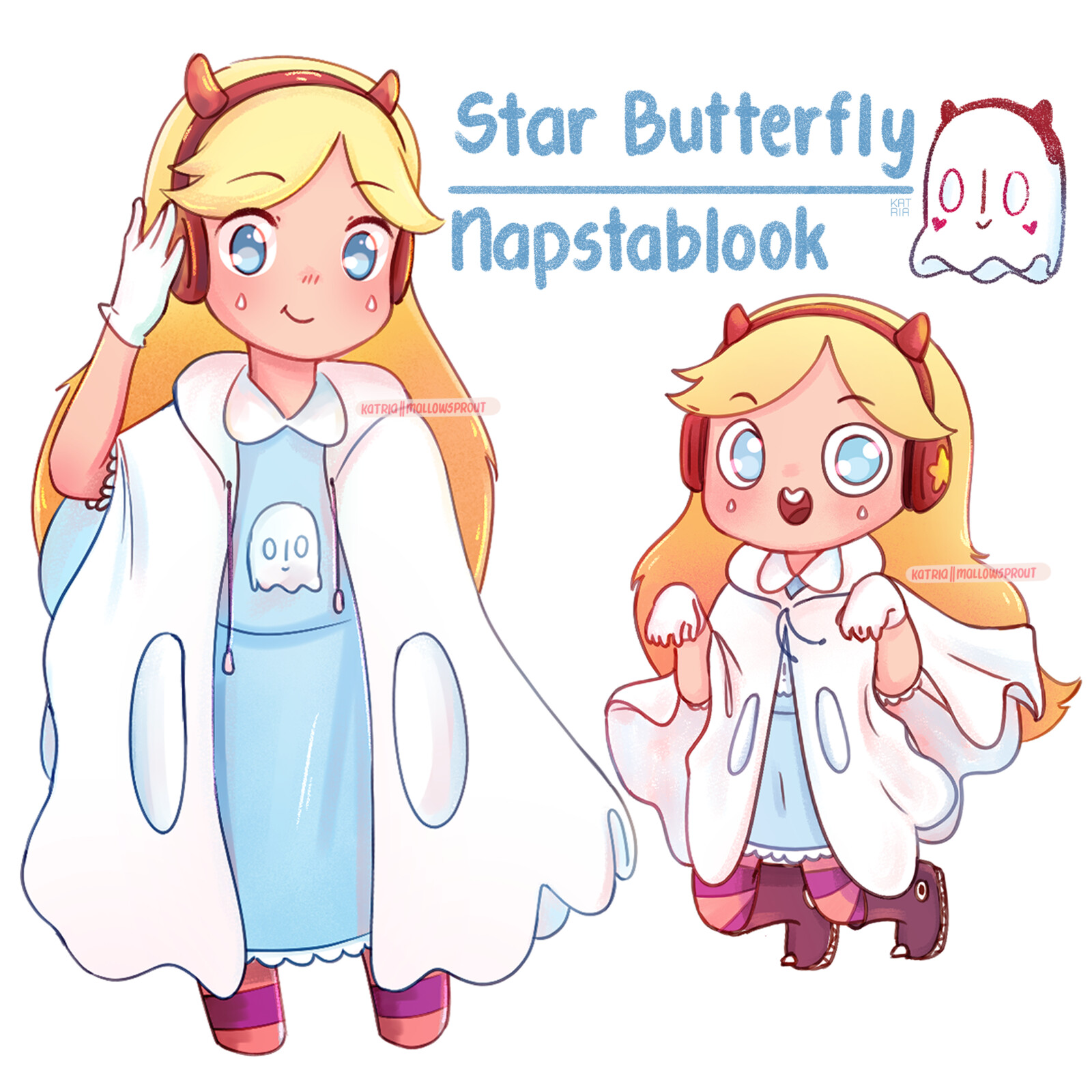Star Butterfly and Napstablook fanart
