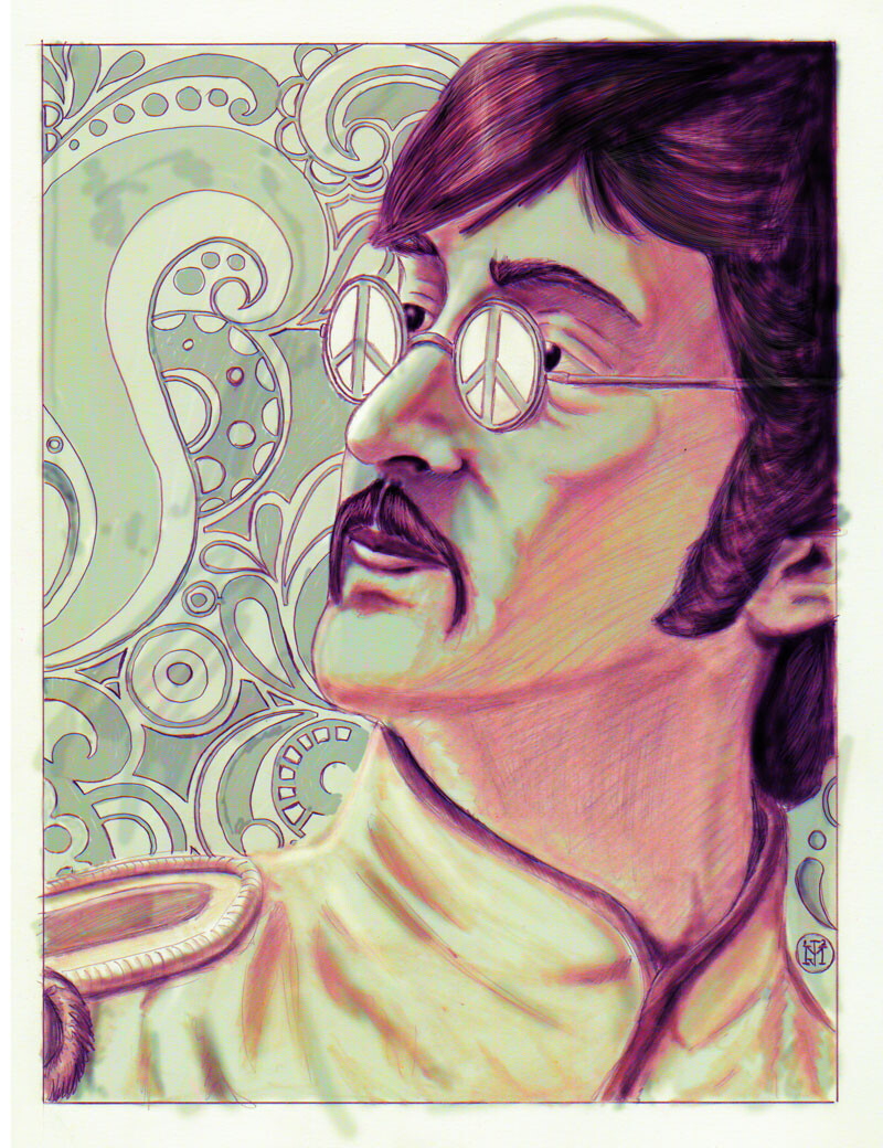 John Lennon - Traditional mixed media. 