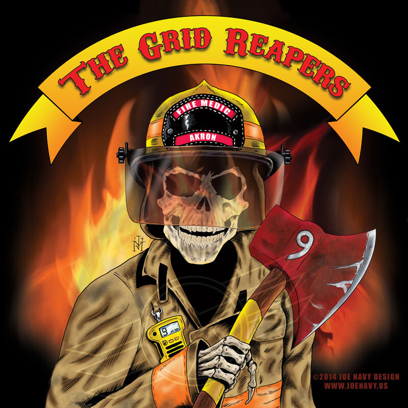 Artwork produced for a t-shirt design for the firefighters at Station 9 in Akron, Ohio.