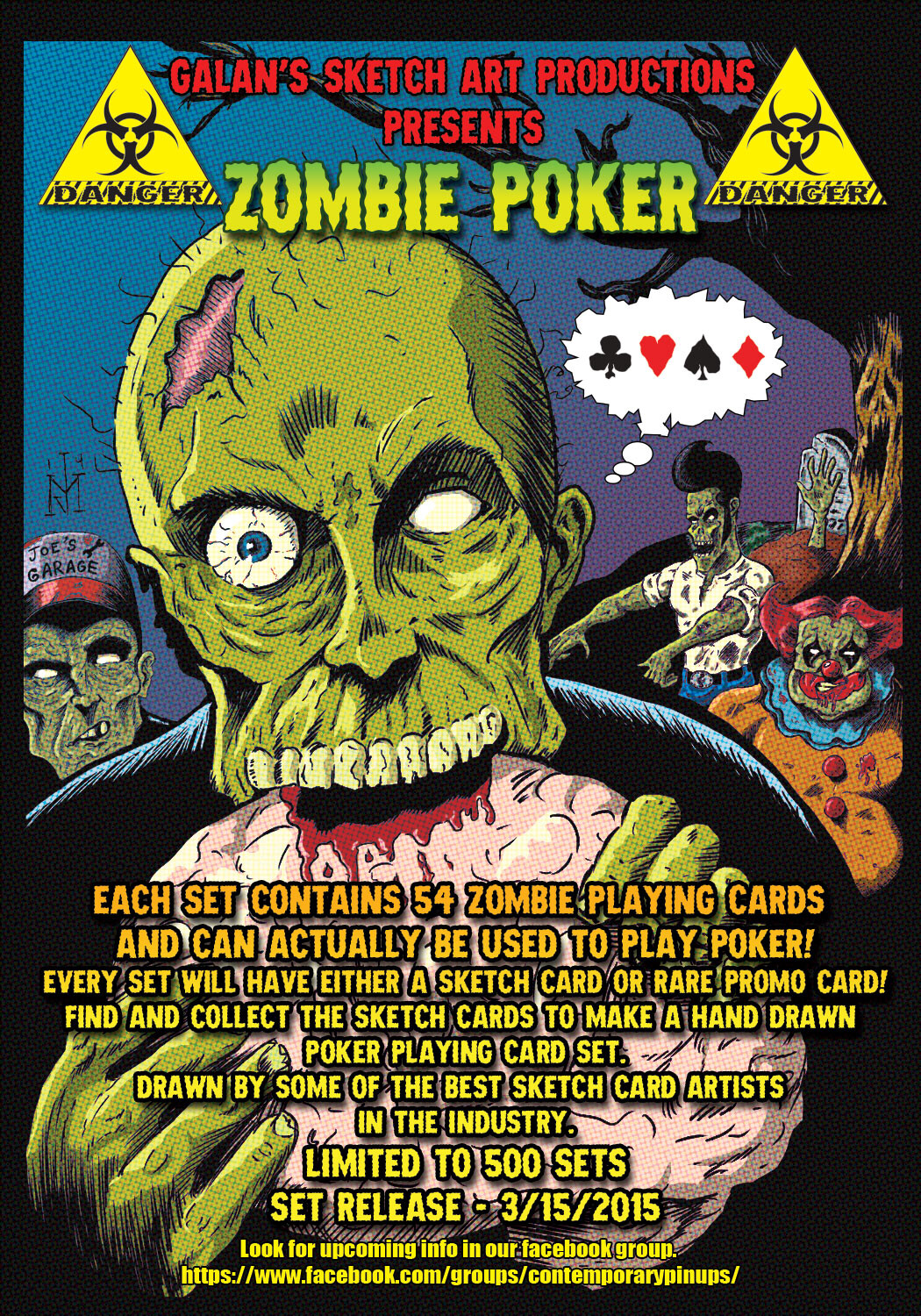 Advertising / packaging art for a Zombie Poker trading card set. All art and design Joseph Miller. 