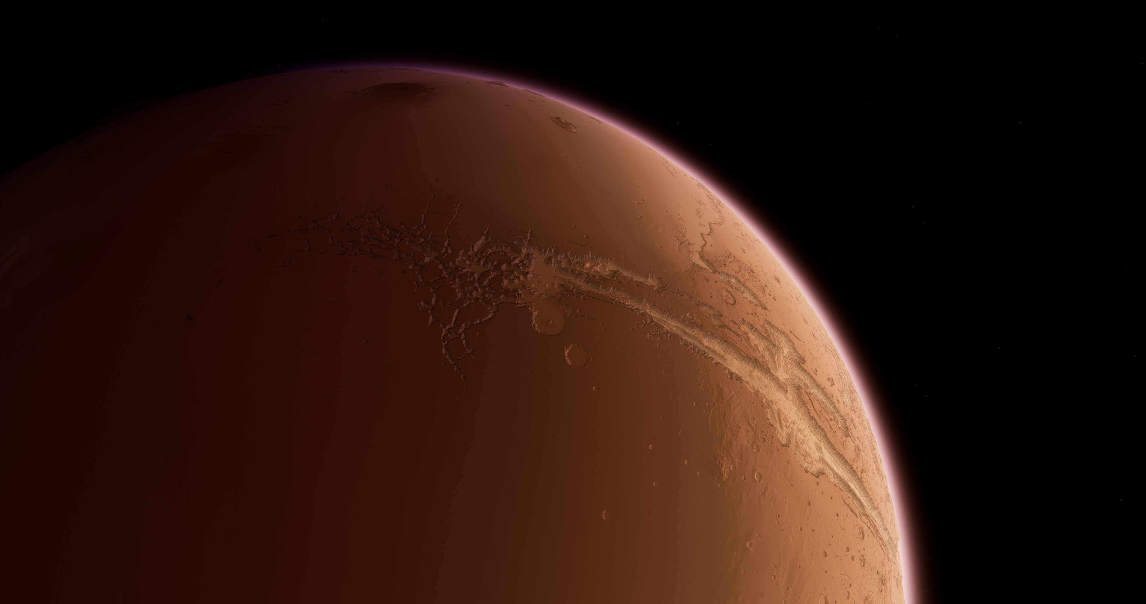 An early rendition of voxelized Mars. I later mapped an 8K color texture of Mars' surface across the entire voxel planet to add more detail and surface material variation