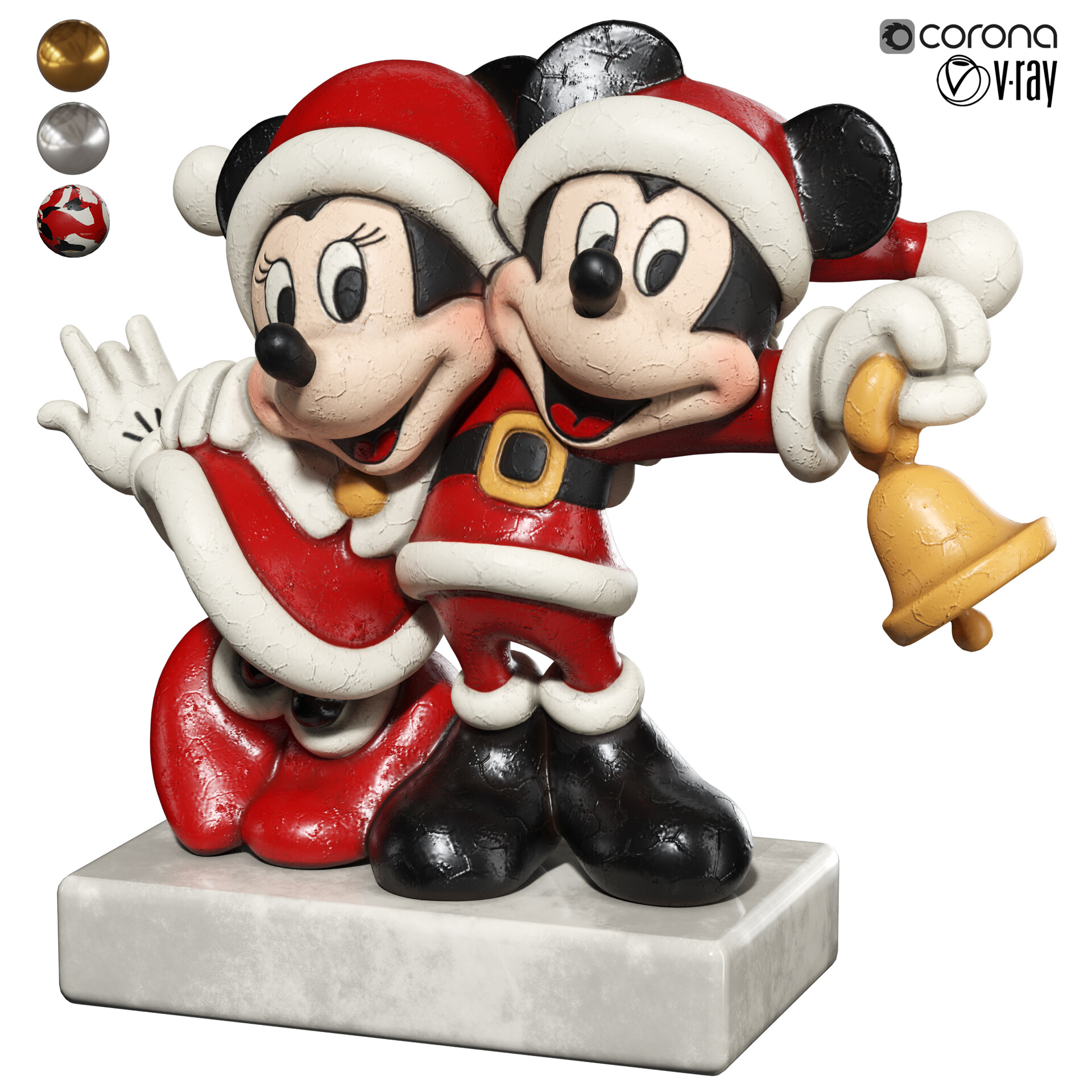 ArtStation - Mickey and Minnie Santa's Figurine