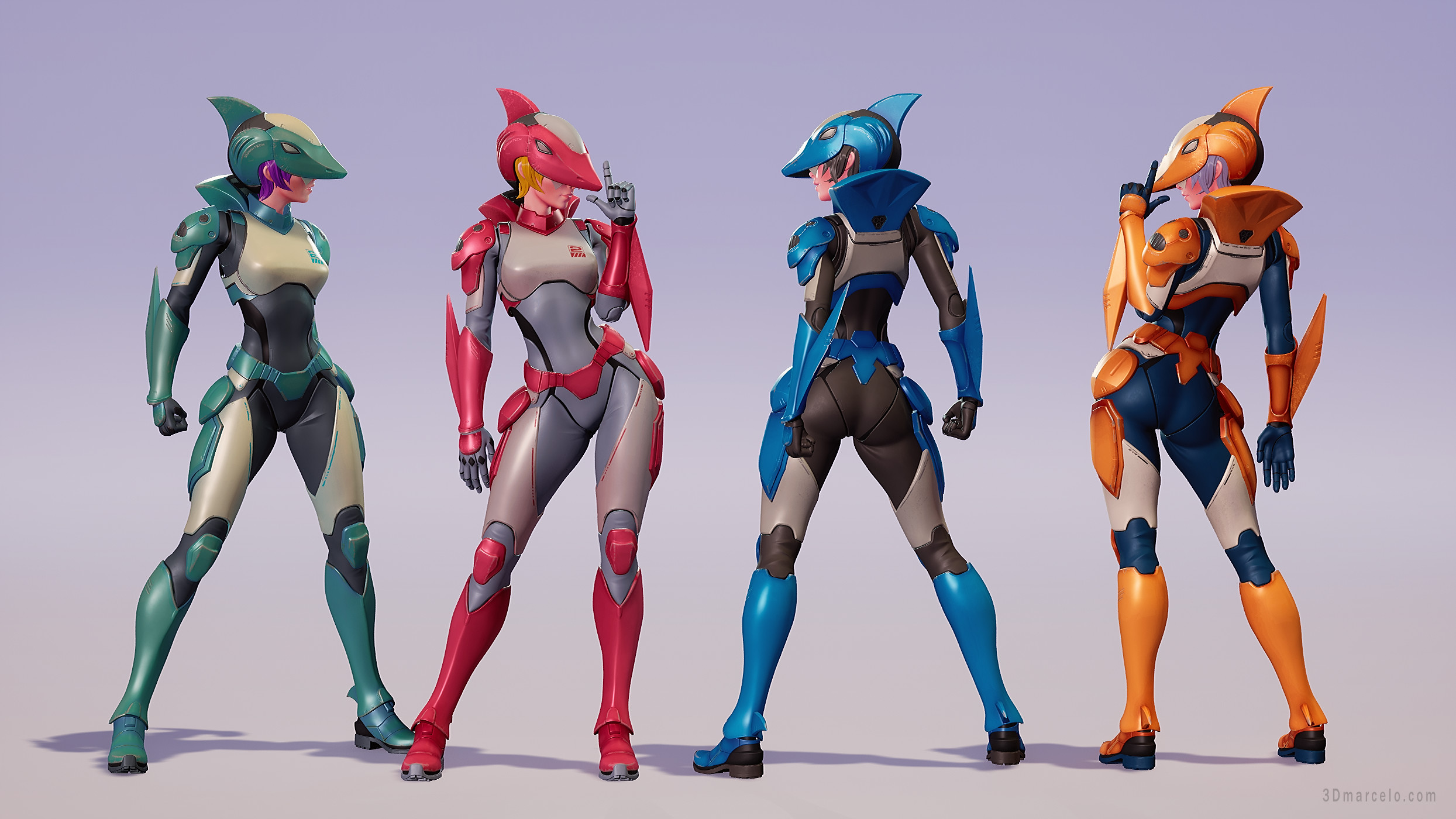 All Colors set of the armours were generated through a unique gray scale texture and applied a gradient map for the color scheme.