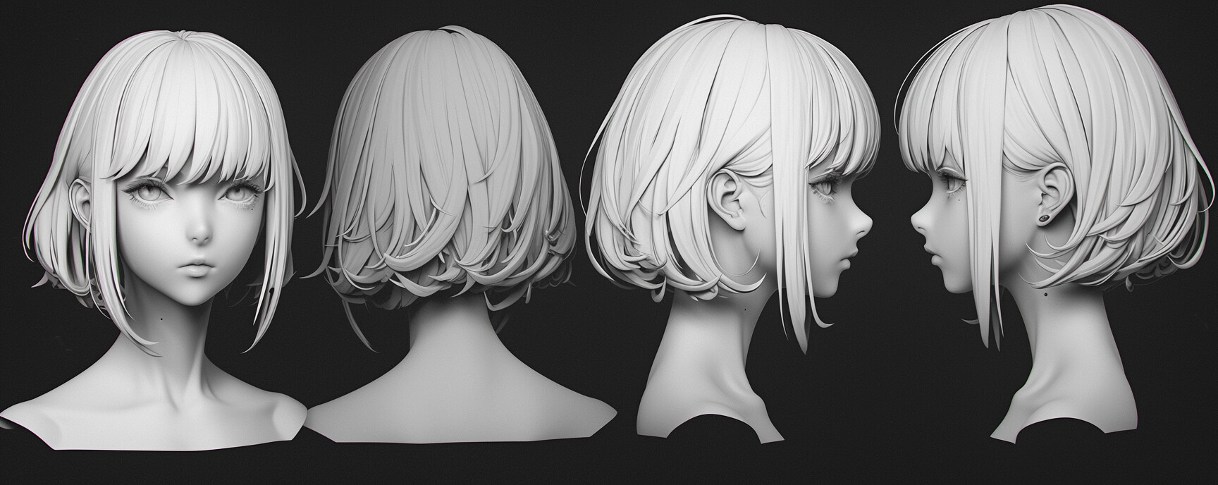 3D Head Sculpt References in 4K - Tika Art - +300 Anime Female Head ...
