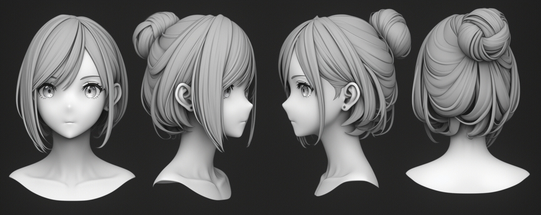 3D Head Sculpt References in 4K - Tika Art - +300 Anime Female Head ...