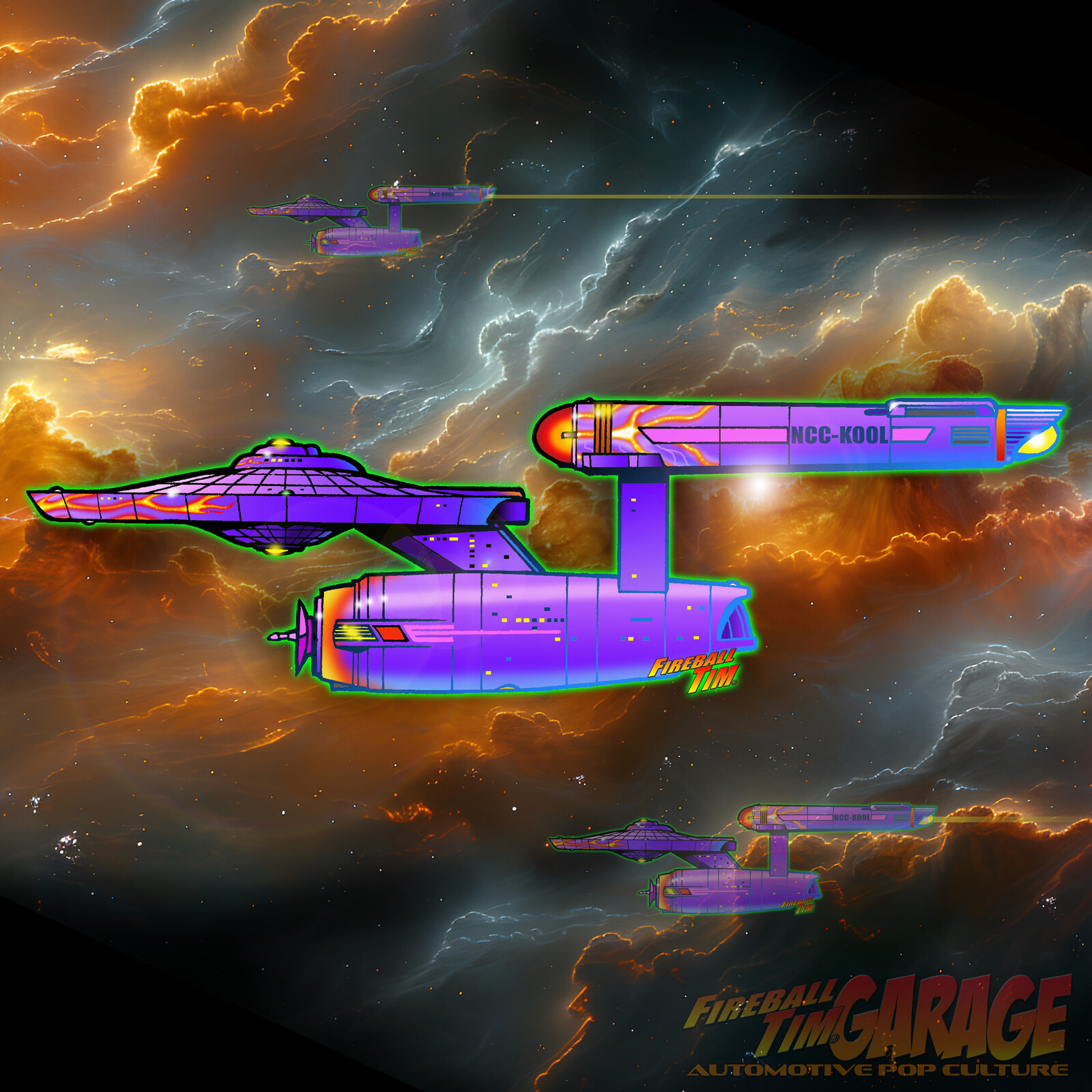 Hot Rod STARSHIP ENTERPRISE Art by Fireball Tim