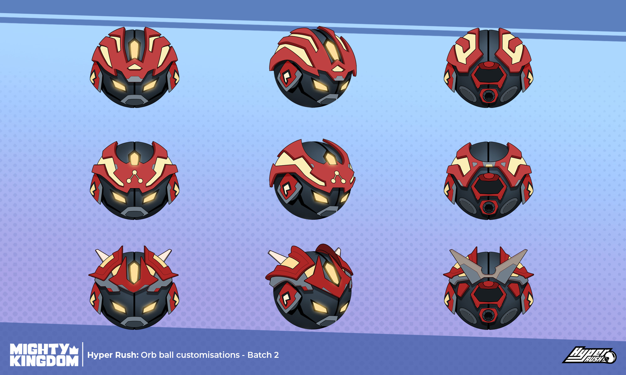 Some iterations for what the 'carapaces' of these orb bots could look like.