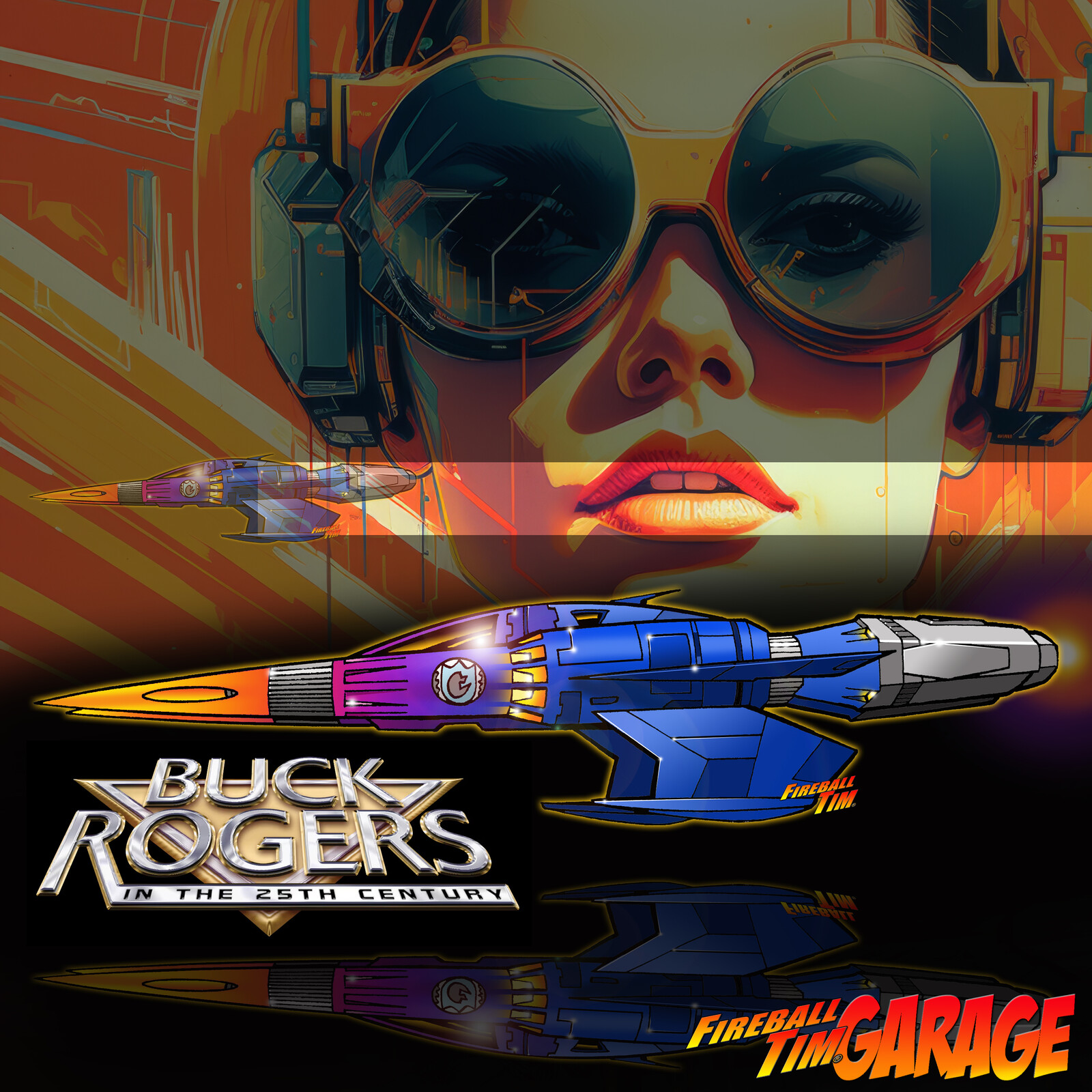 Buck Rogers Hot Rod Starfighter Art by Fireball Tim