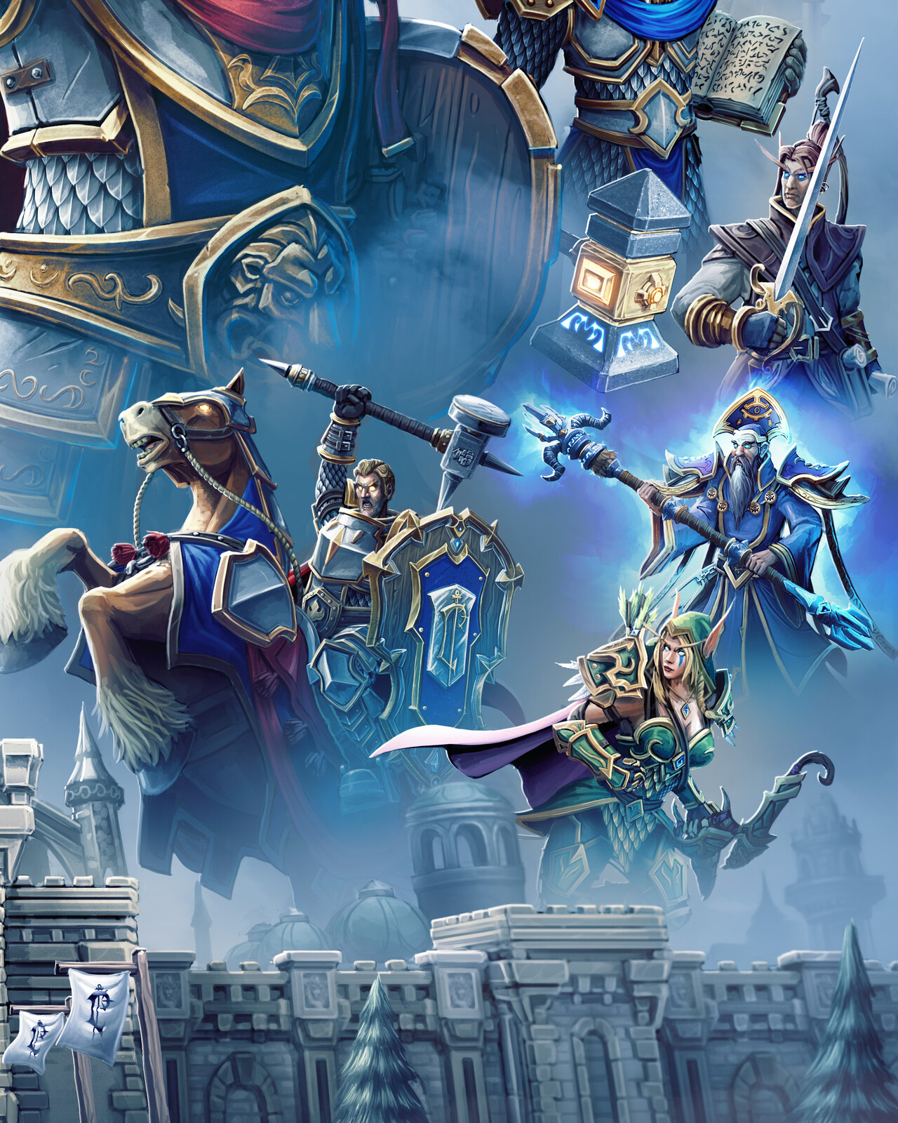 Closeup of Turalyon, Alleria,  Antonidas, Milan