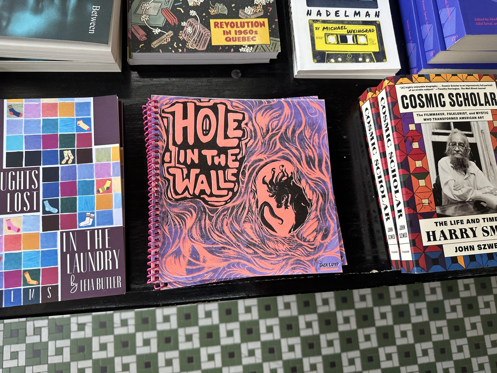 A photo of Hole in the Wall being sold at Quimby's, a local comic/zine store in Chicago IL.