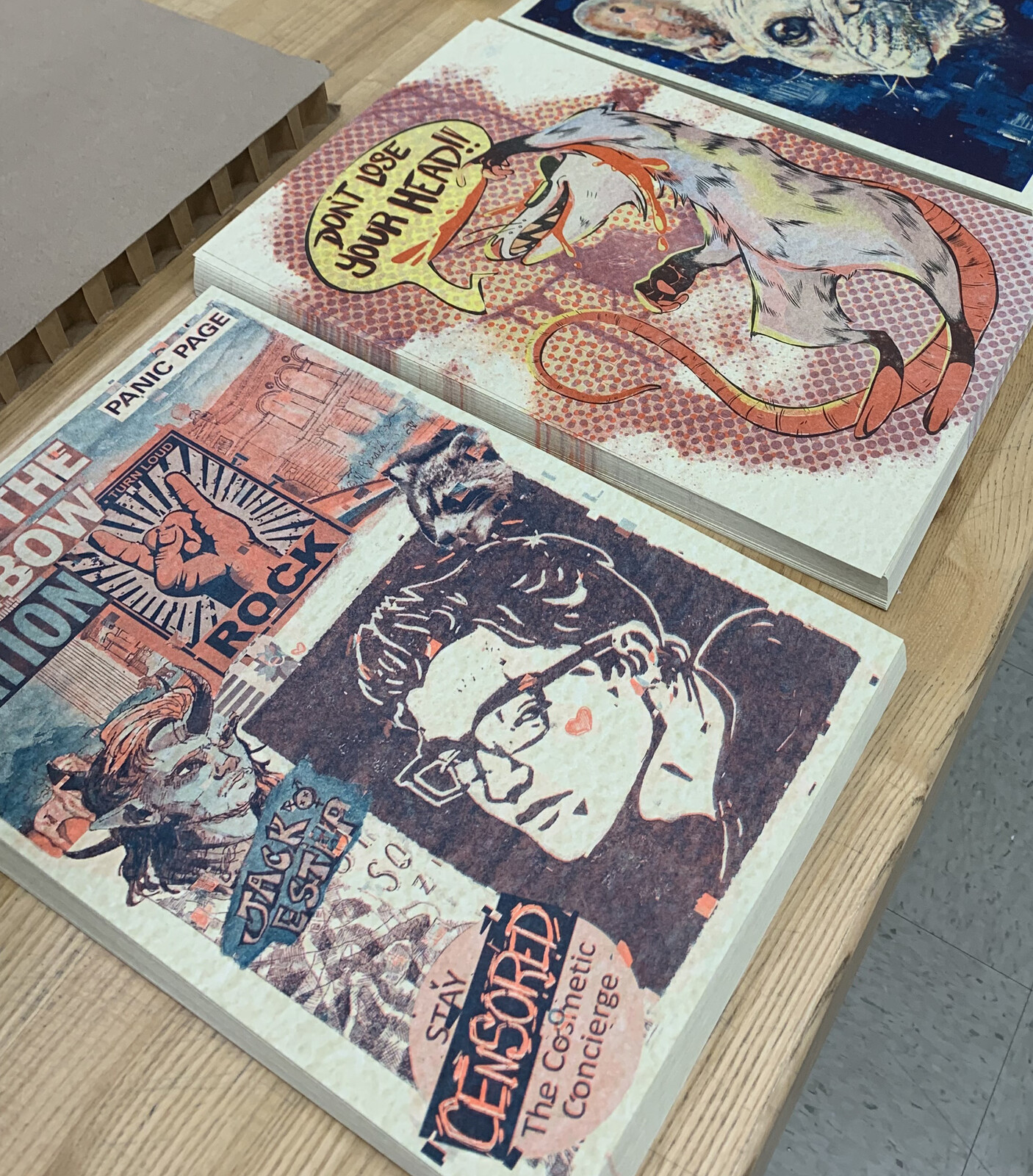 Another angle of the risograph print.