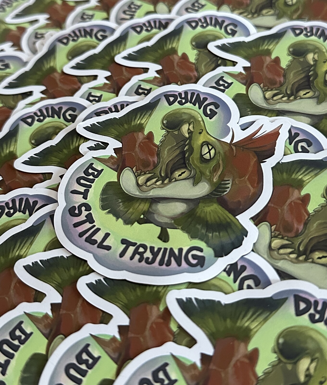 Cropped up view of magnets with the design.