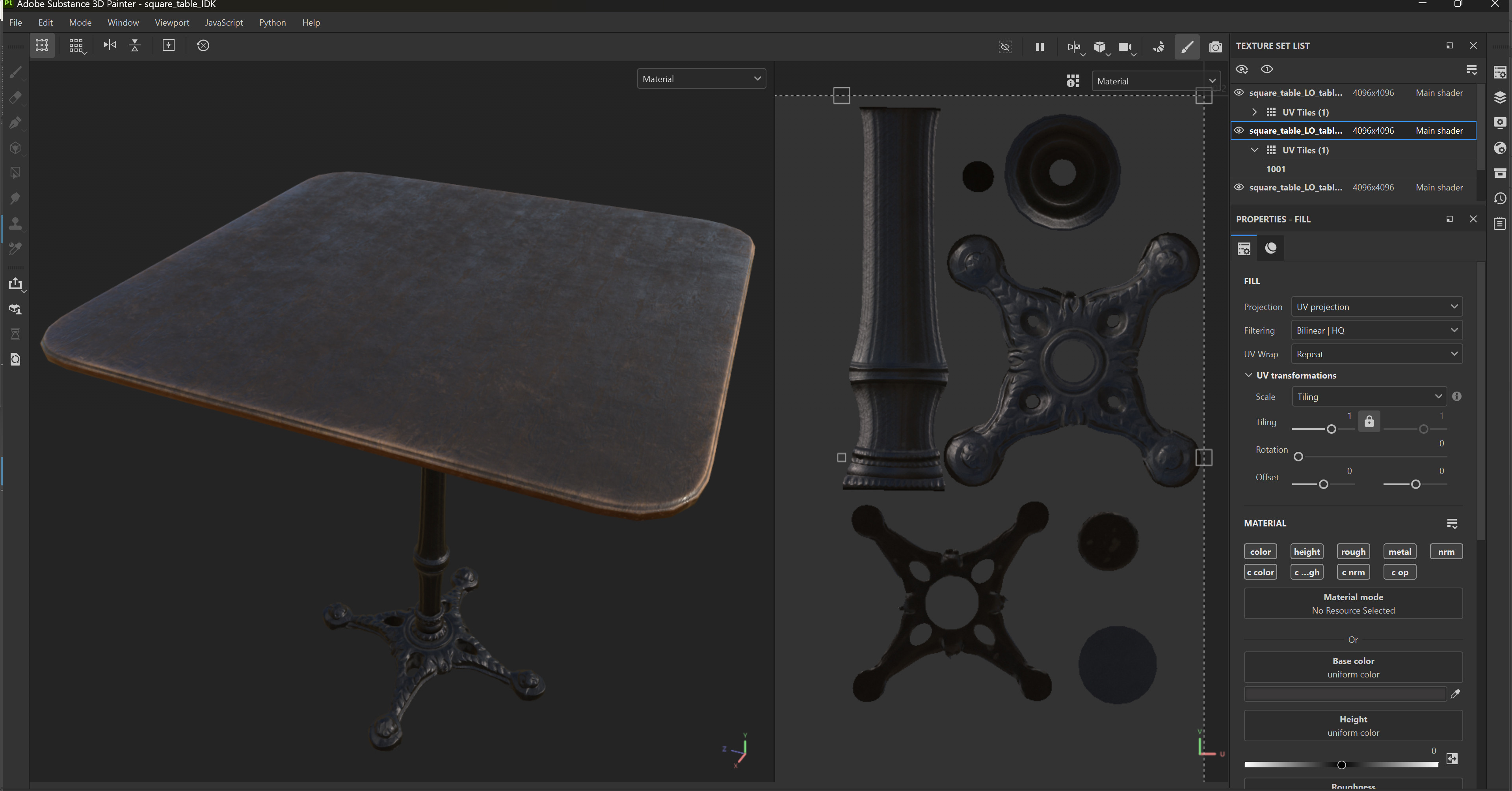 Table model texturing in Substance Painter by Irene Devin Keller