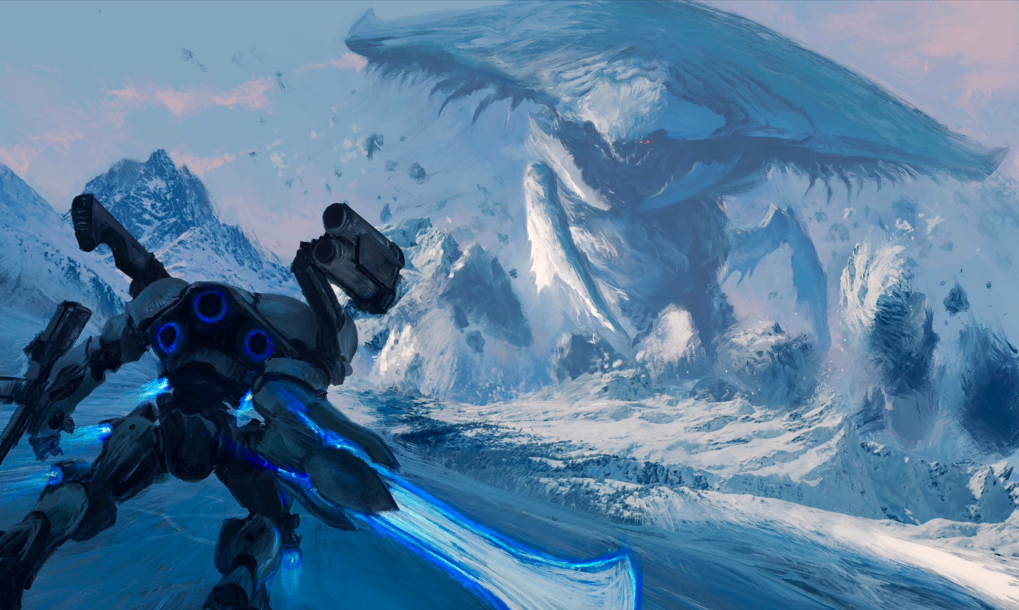 Mecha vs giant alien