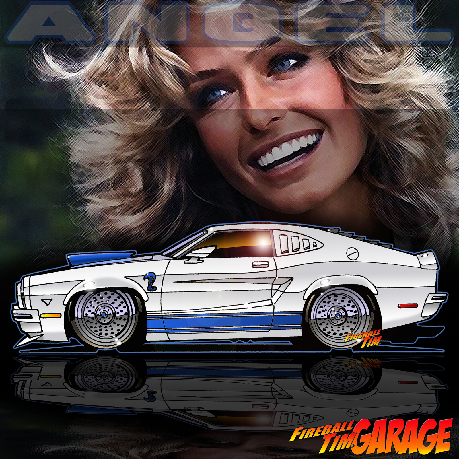 Charlie's Angels Mustang Art by Fireball Tim