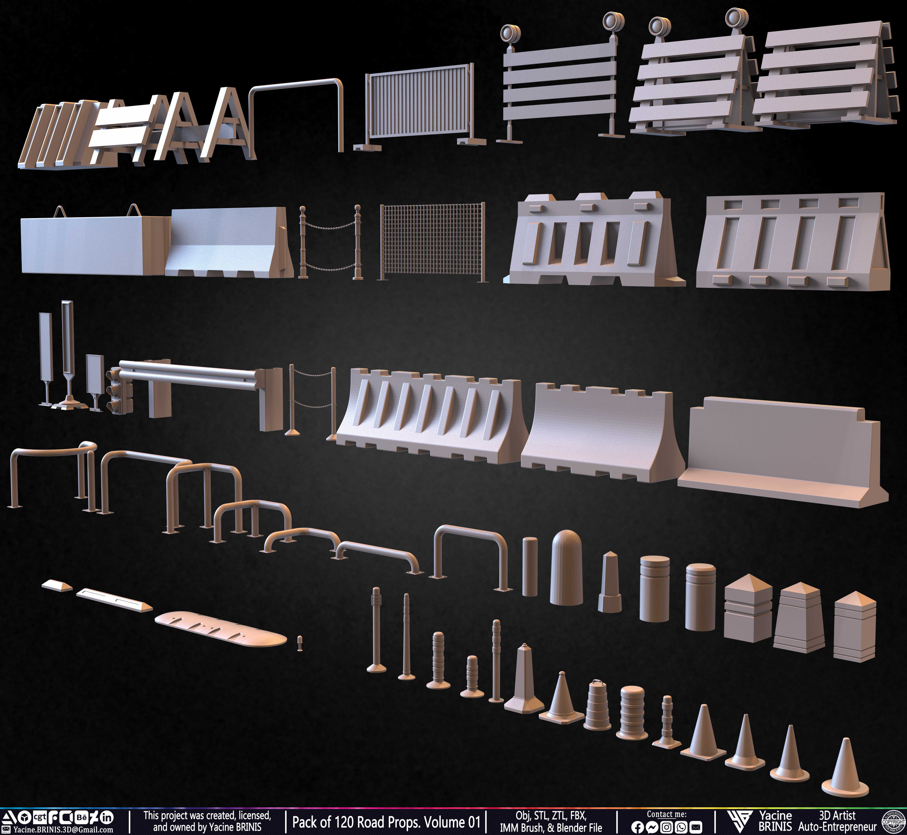 Pack of 120 Road Props Sculpted by Yacine BRINIS Volume 01 Set 009