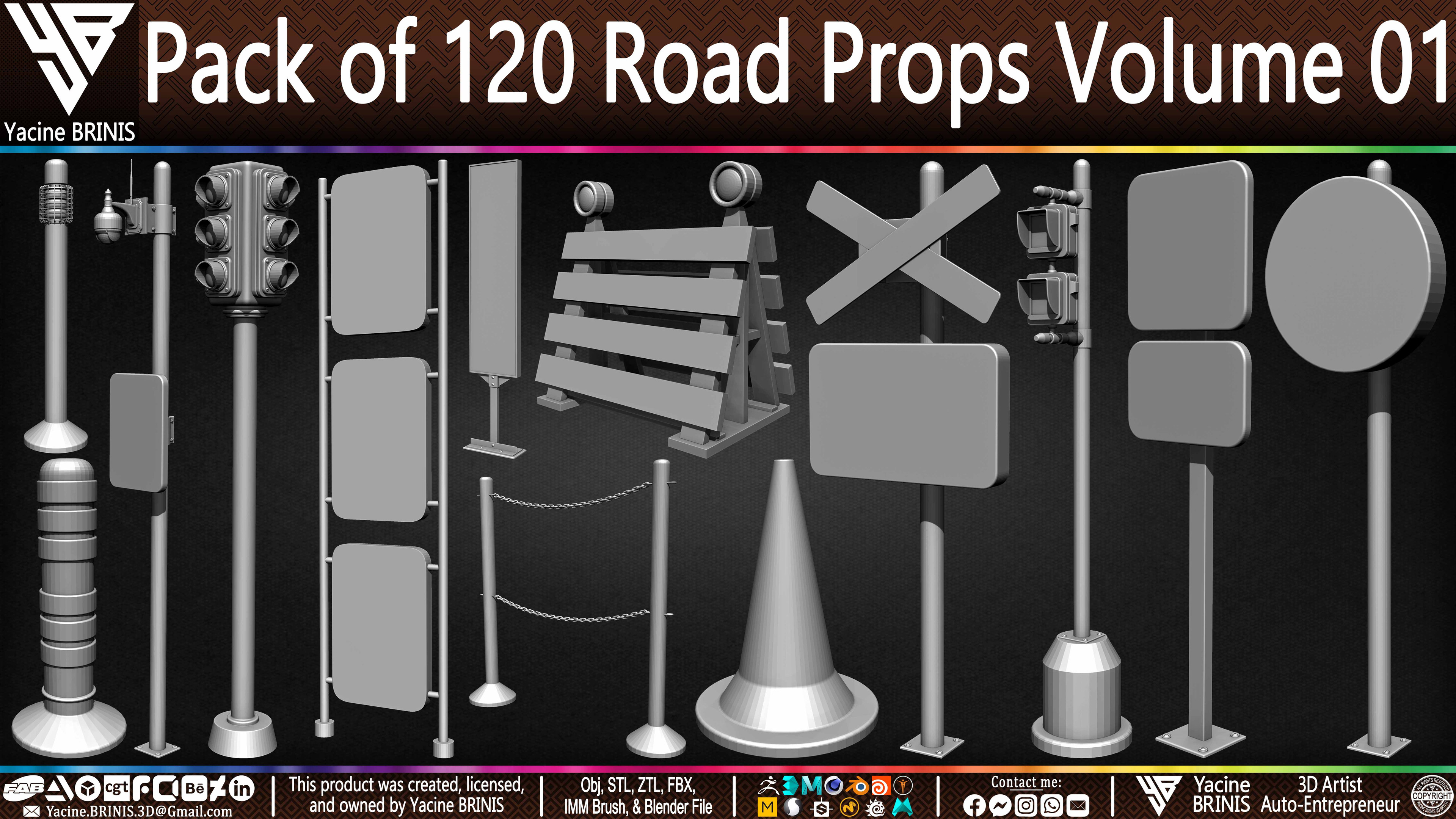 Pack of 120 Road Props Sculpted by Yacine BRINIS Volume 01 Set 021