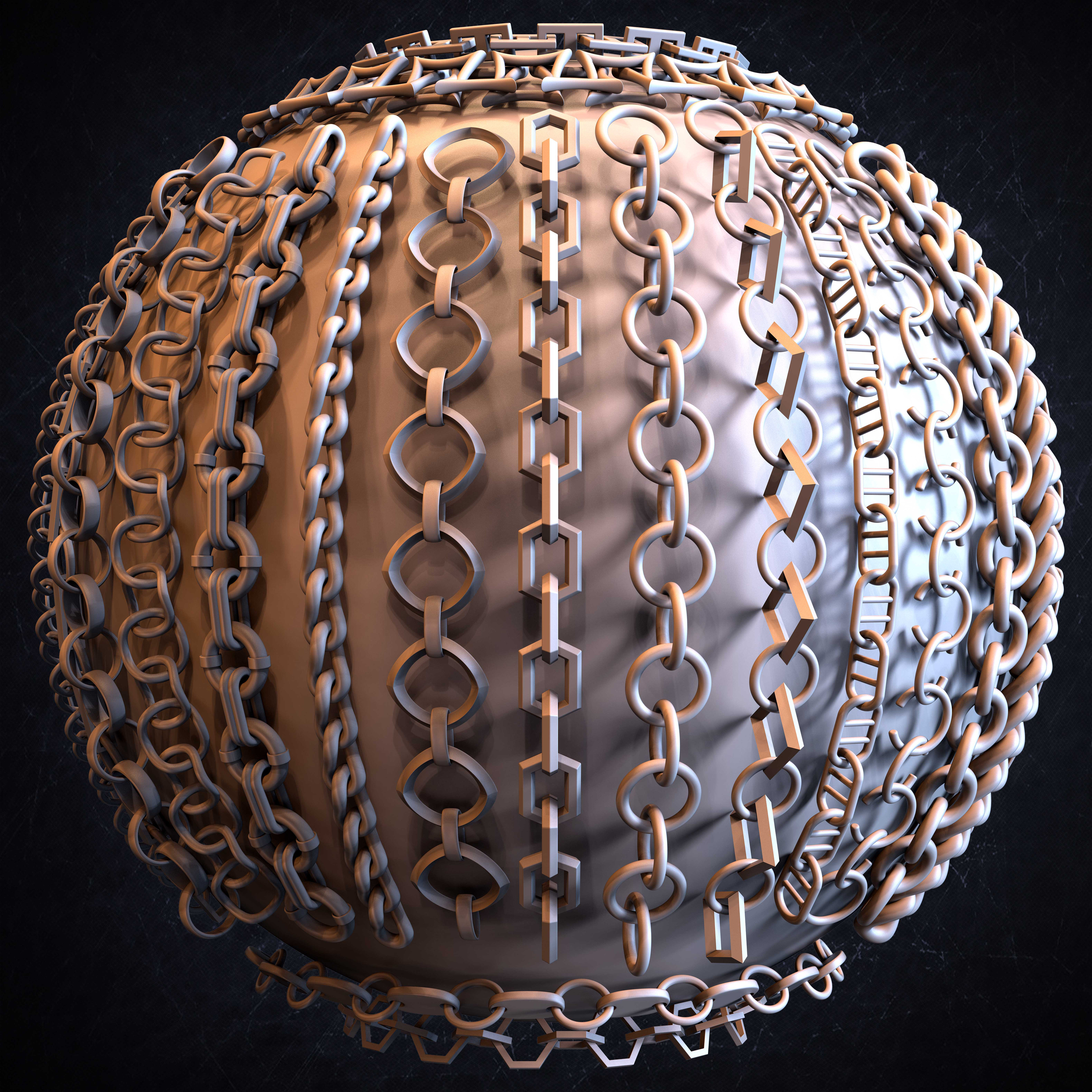 30 IMM Curved Chain Brushes for ZBrush Sculpted by Yacine BRINIS Set 001