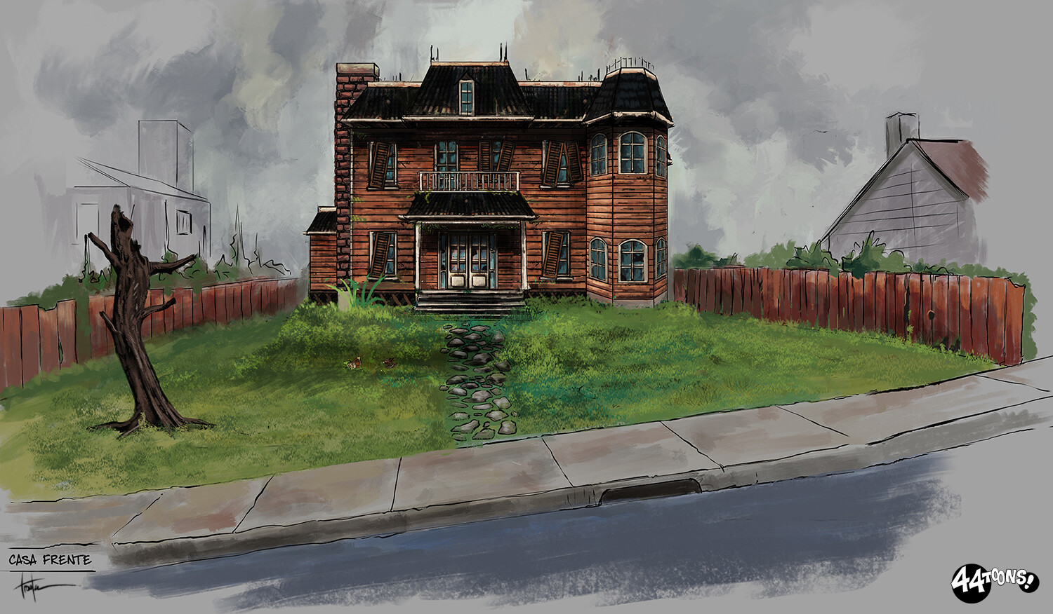 Final version of the house and the land around it