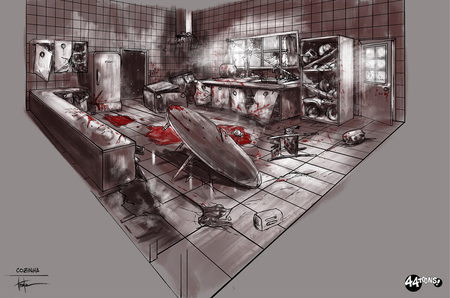 The kitchen after the monster attack