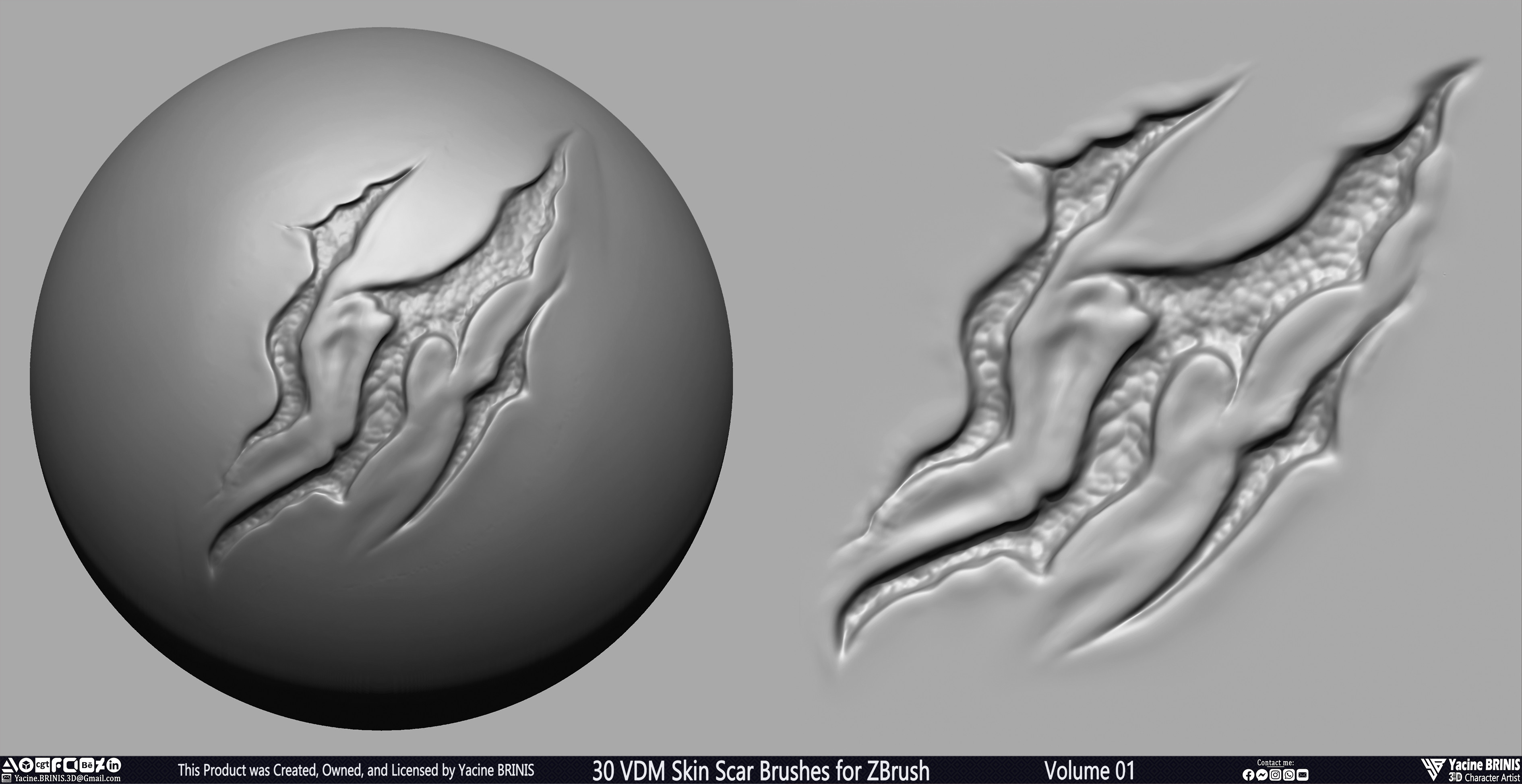 VDM Skin Scar Brushes for ZBrush Sculpted by Yacine BRINIS Set 016