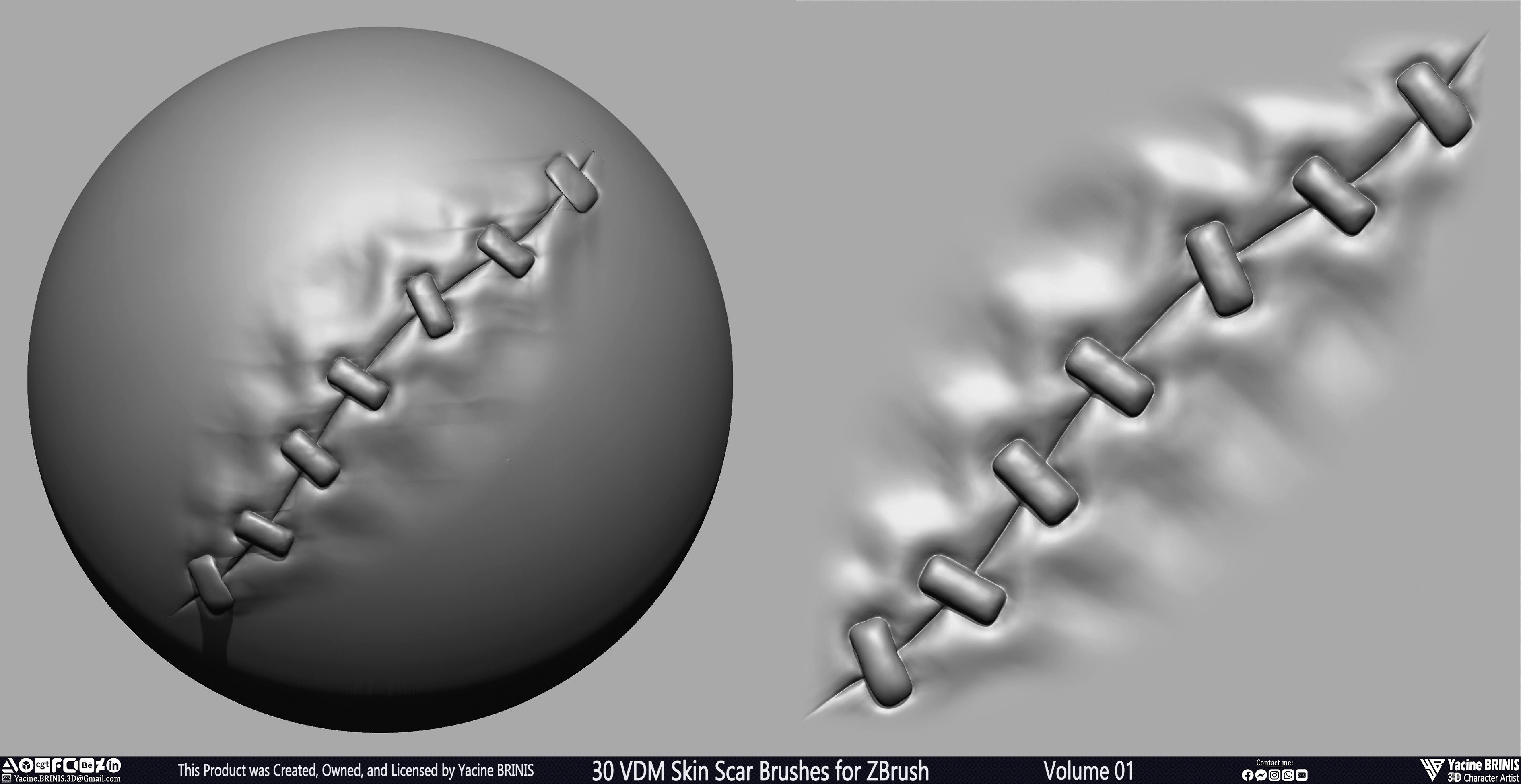 VDM Skin Scar Brushes for ZBrush Sculpted by Yacine BRINIS Set 022