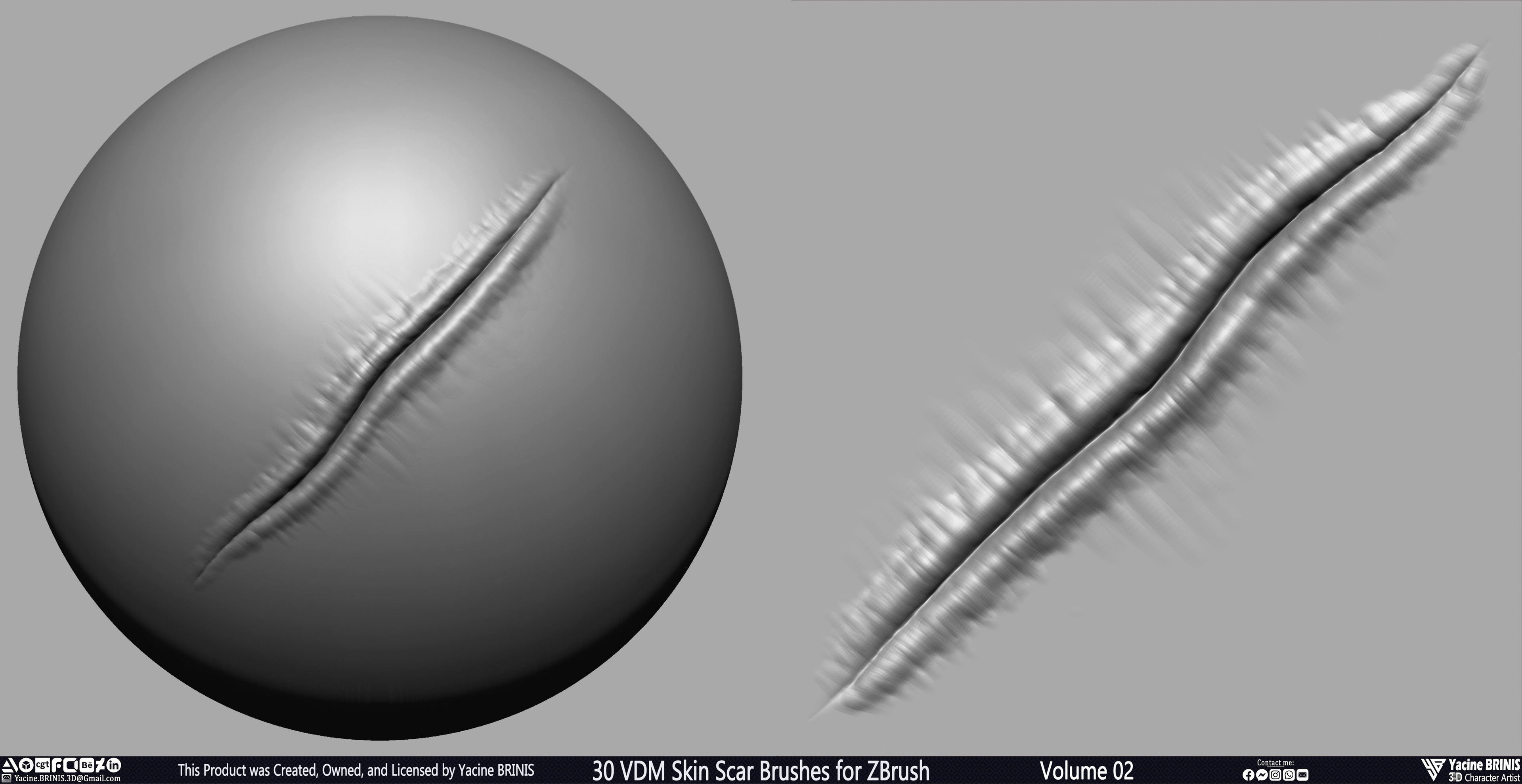 VDM Skin Scar Brushes for ZBrush Sculpted by Yacine BRINIS Set 023
