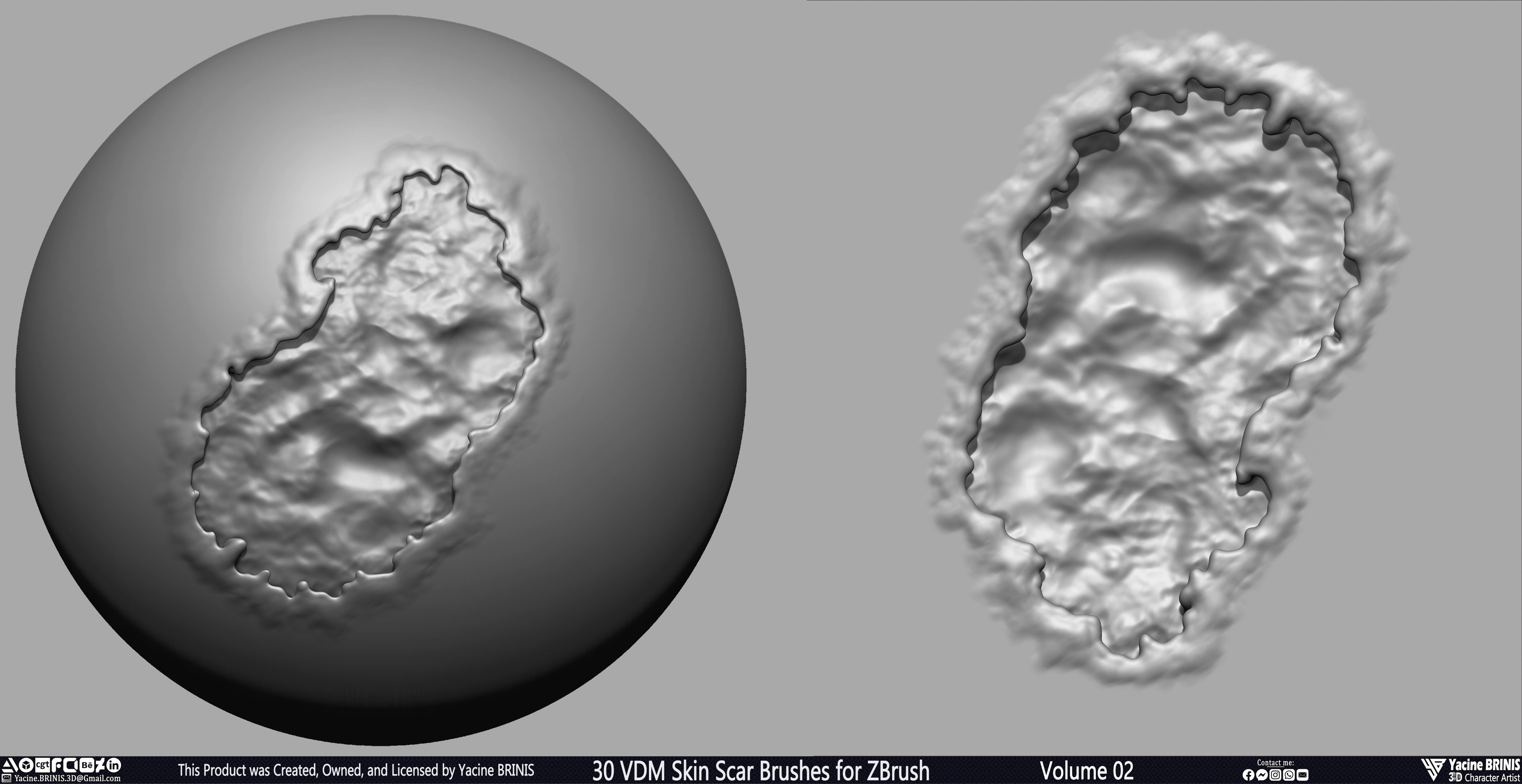 VDM Skin Scar Brushes for ZBrush Sculpted by Yacine BRINIS Set 024