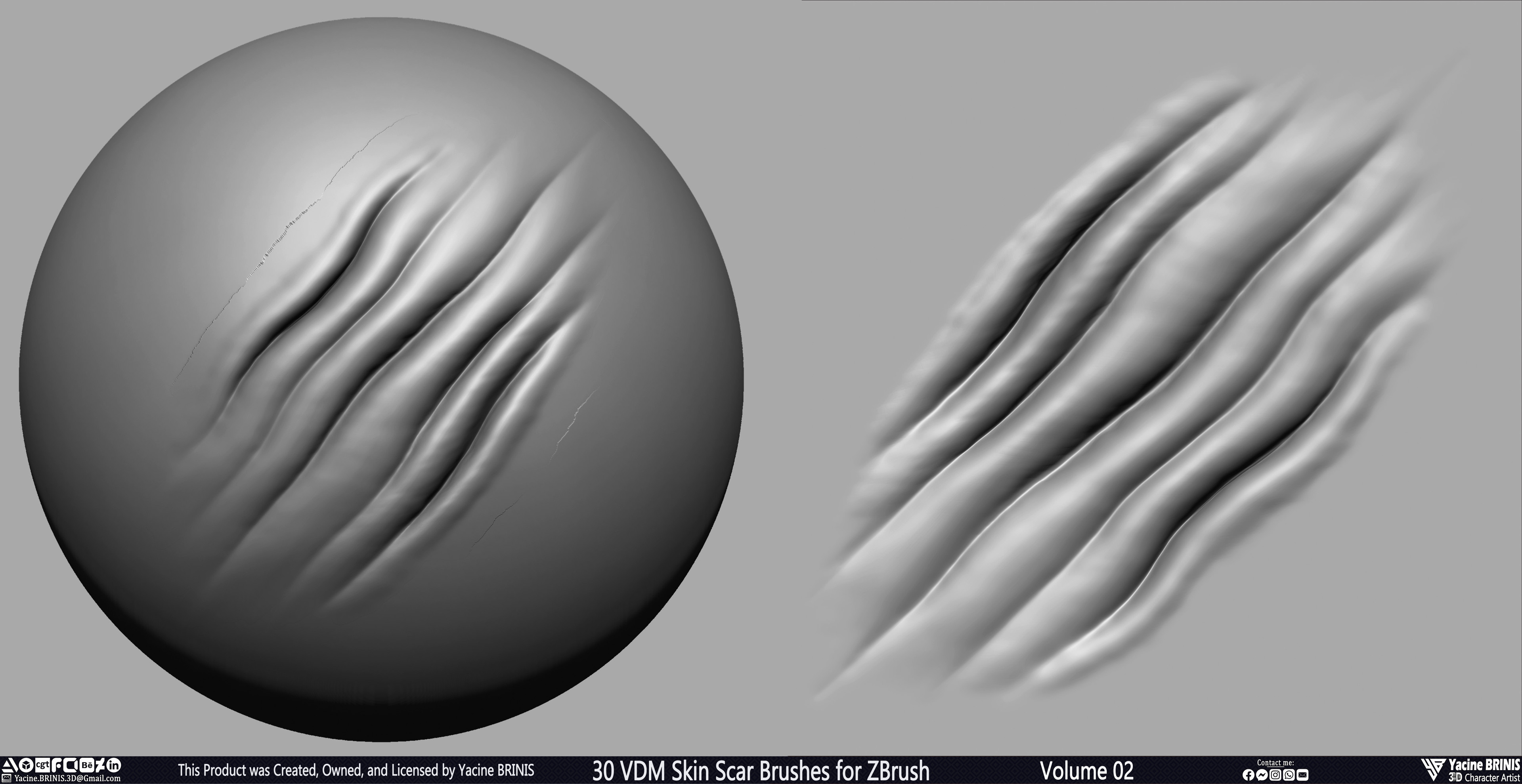 VDM Skin Scar Brushes for ZBrush Sculpted by Yacine BRINIS Set 025