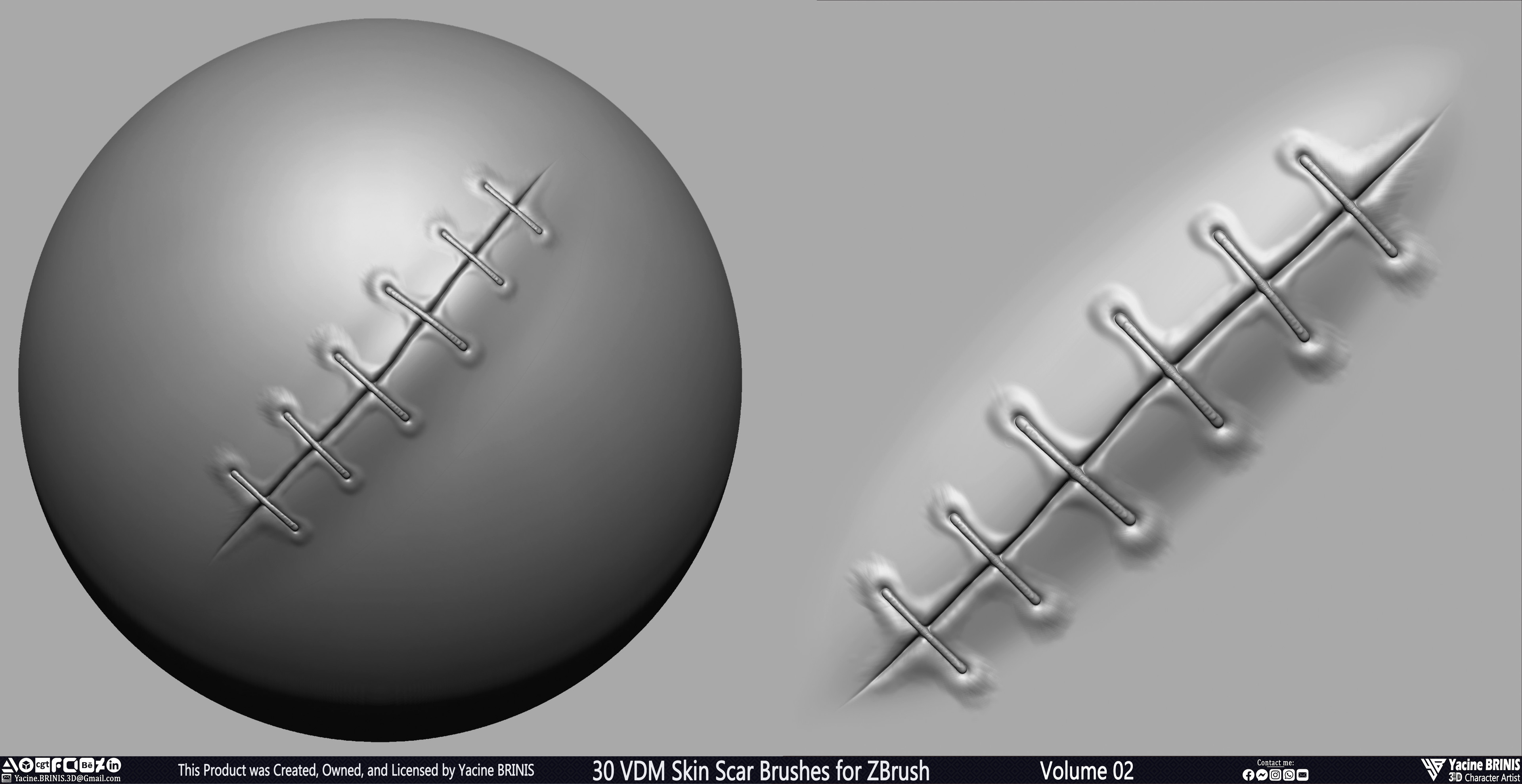 VDM Skin Scar Brushes for ZBrush Sculpted by Yacine BRINIS Set 026