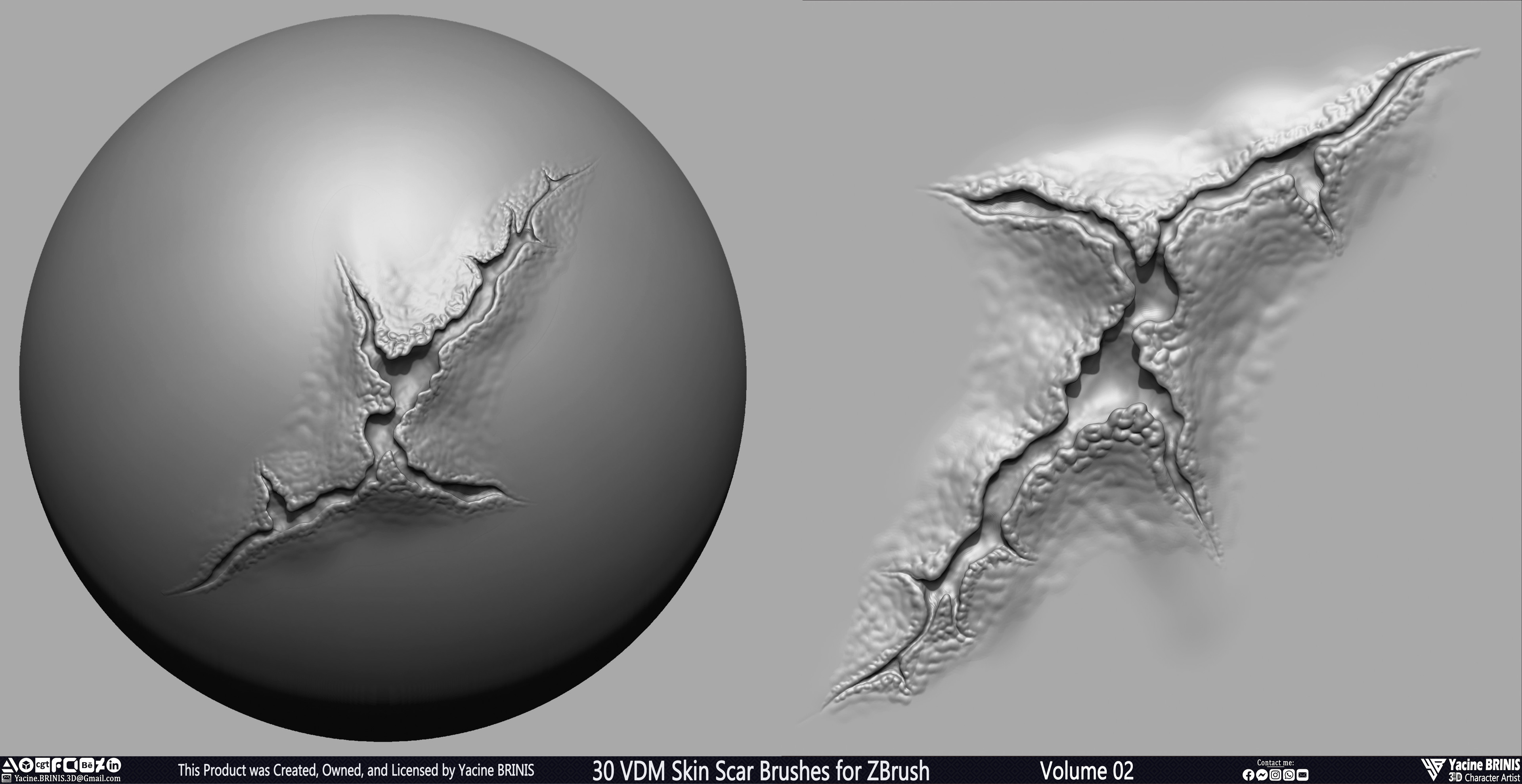 VDM Skin Scar Brushes for ZBrush Sculpted by Yacine BRINIS Set 029