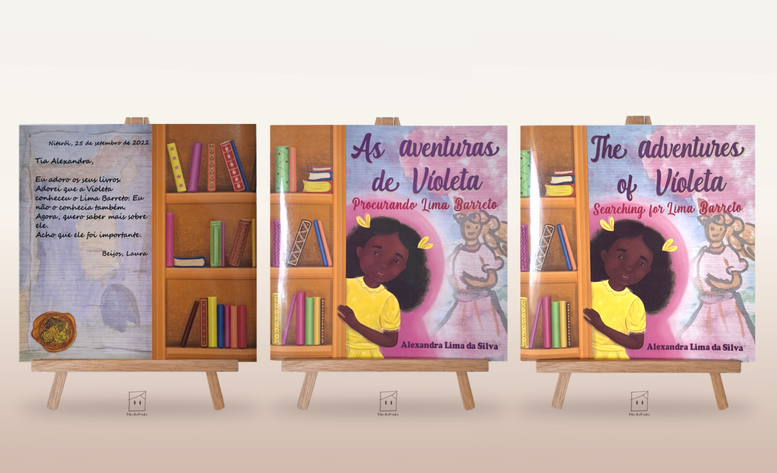 As aventuras de Violeta: Procurando Lima Barreto (2022) - Alexandra Lima da Silva, edição e ilustrações de Priscila Paula. 