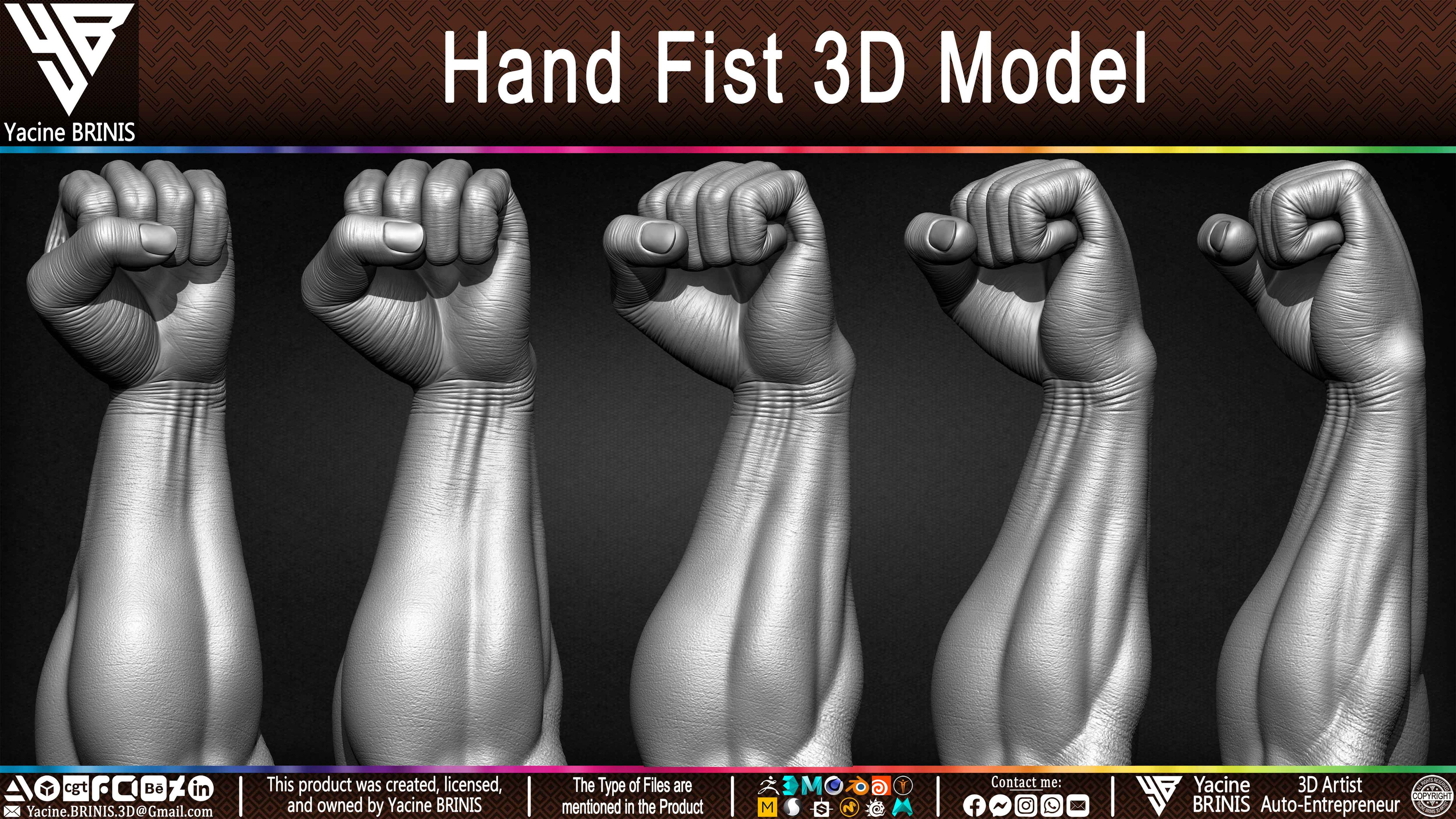 Hand Fist Arm Sculpted By Yacine BRINIS Set 005