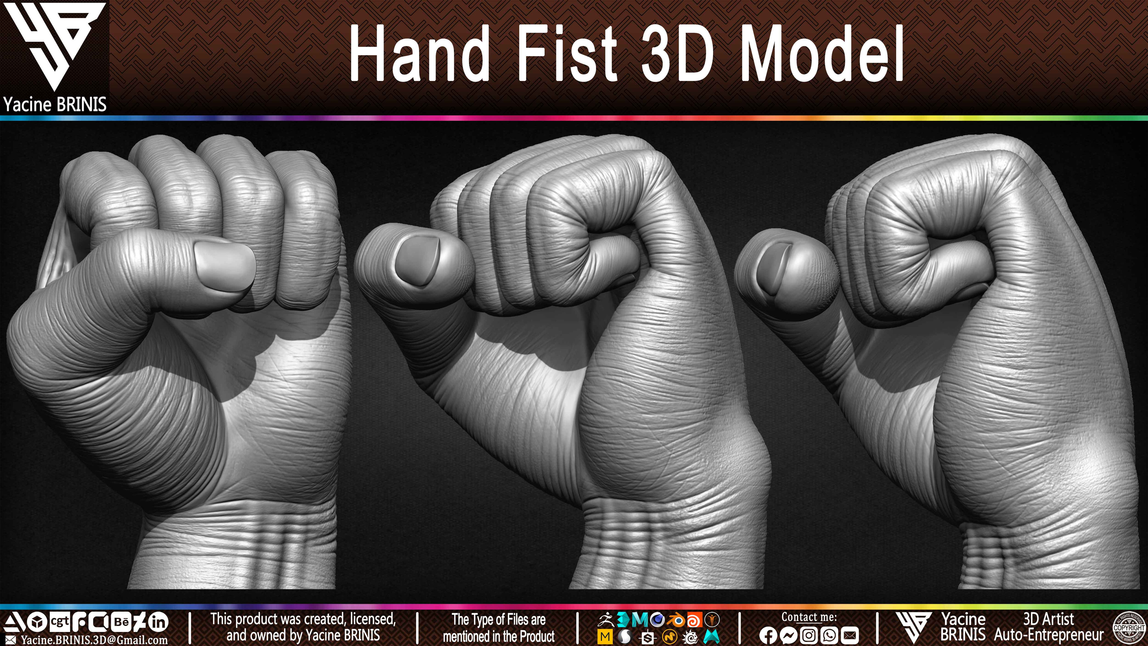 Hand Fist Arm Sculpted By Yacine BRINIS Set 010