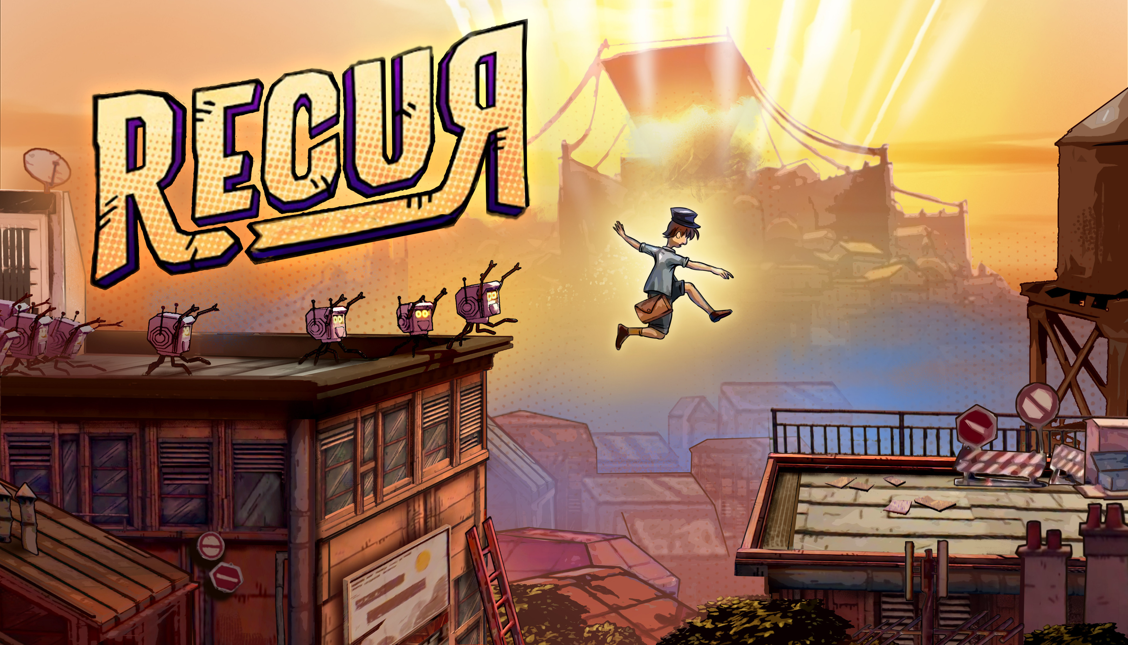 Key art for Recur, a platformer with puzzles based on rewinding time.