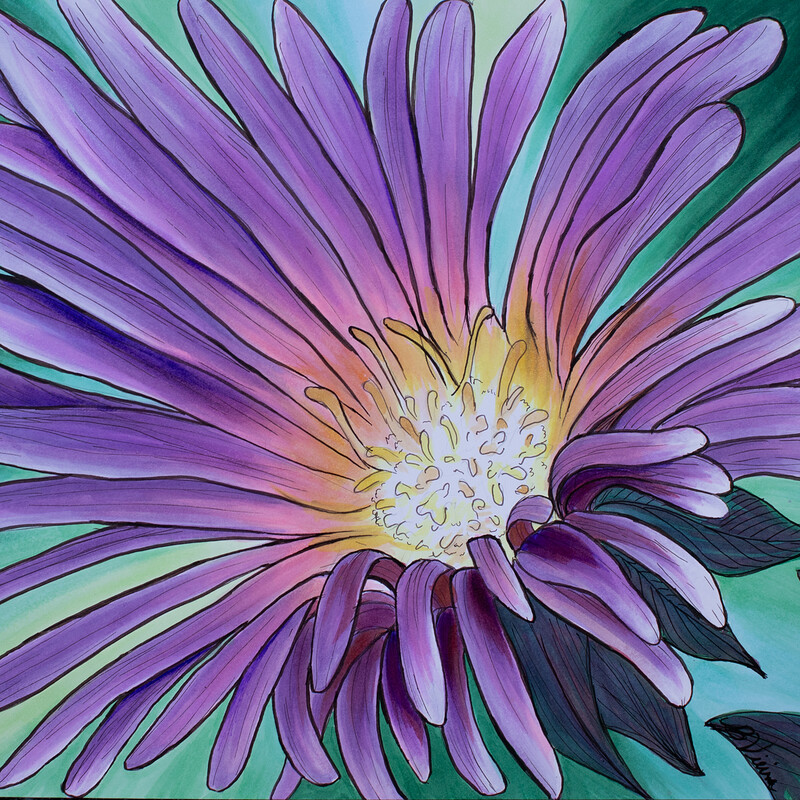 The Purple Glow - 9" x 12" Marker Drawing