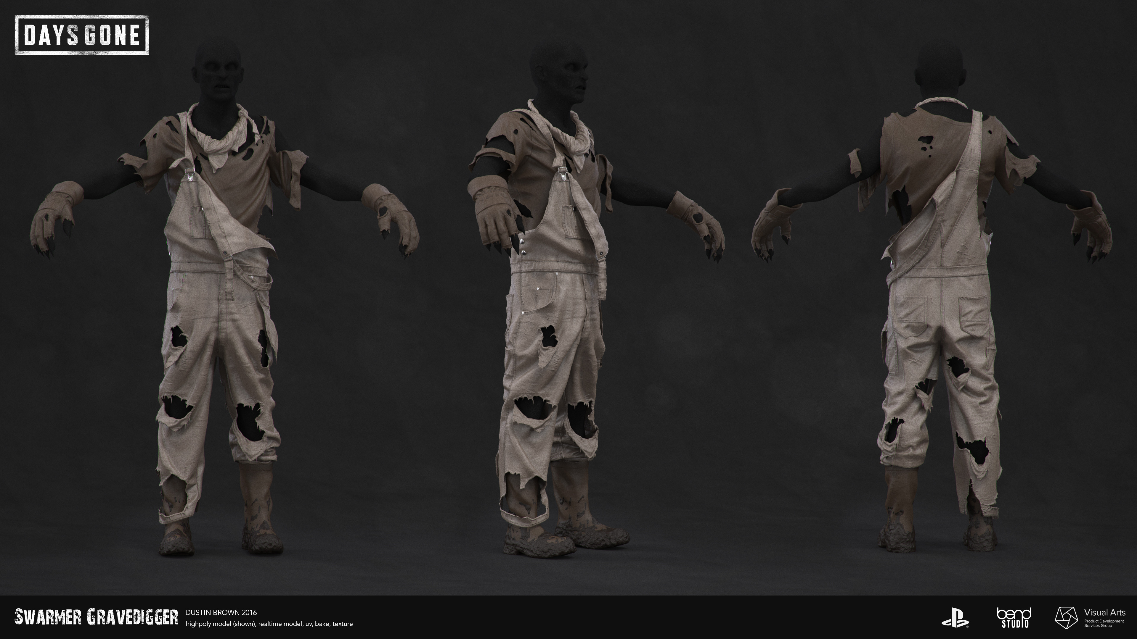 Freaker high model, in-game model and base bakes by me. All other work by Bend Studio.