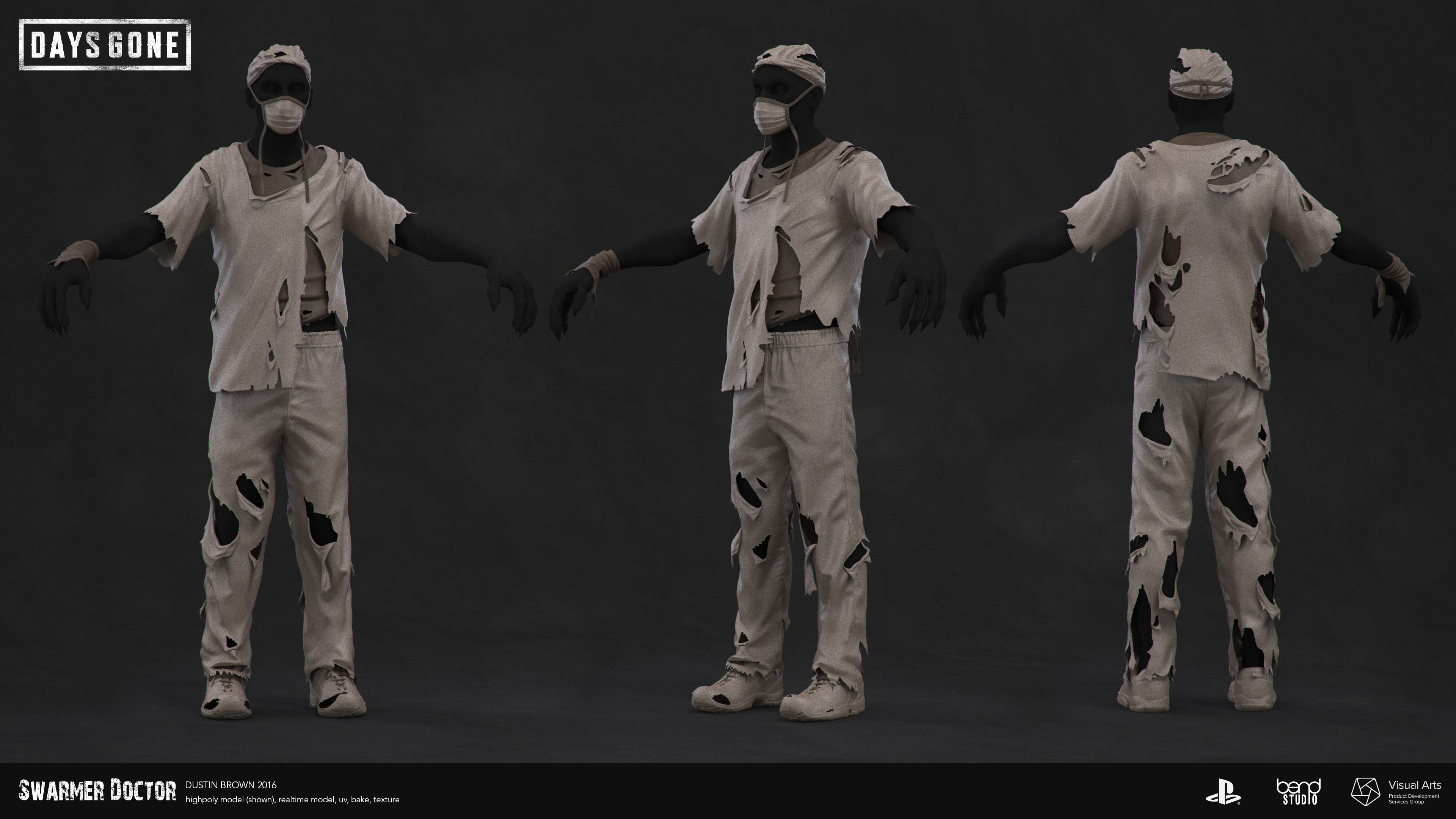 Freaker high model, in-game model and base bakes by me. All other work by Bend Studio.