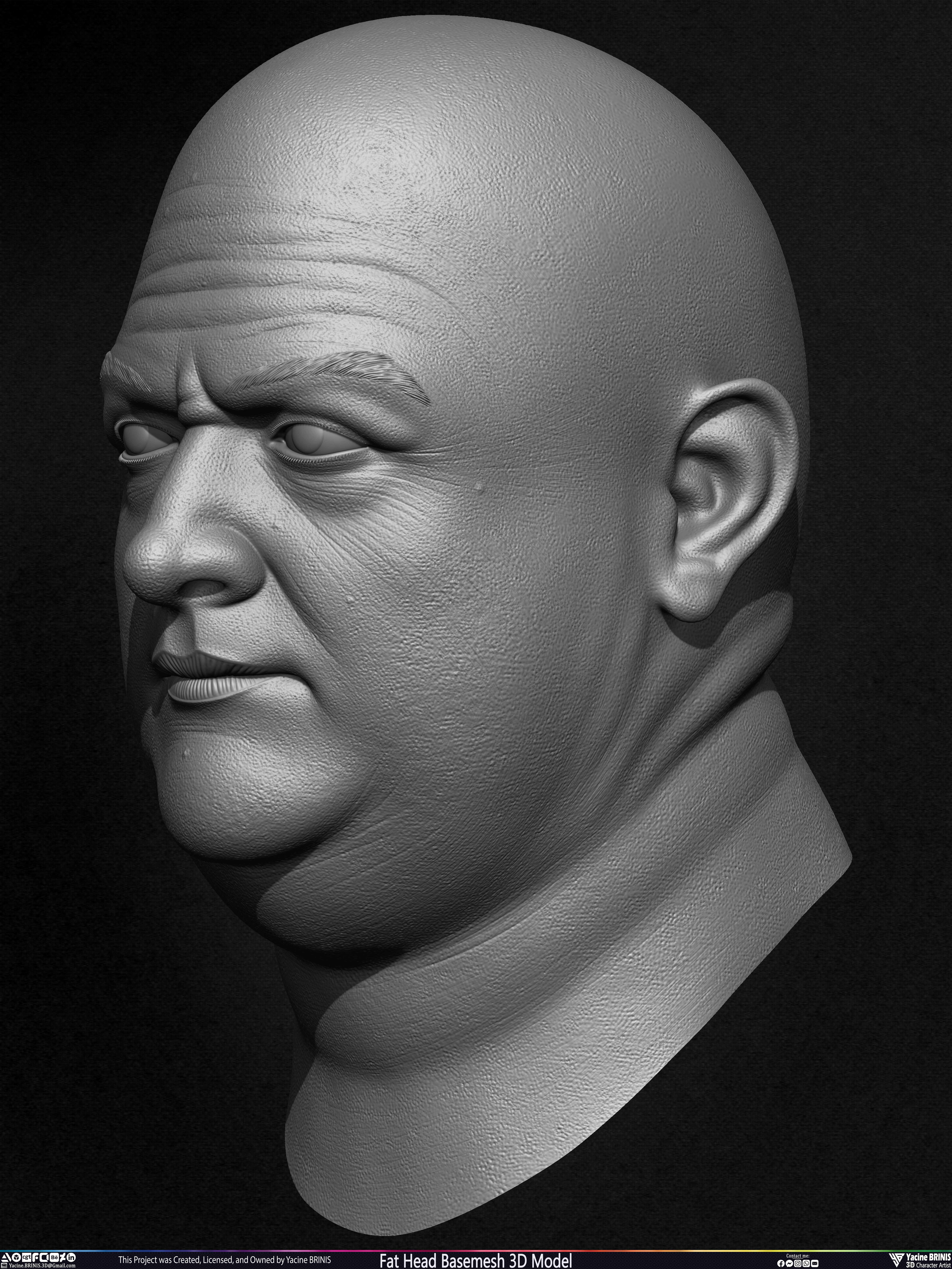 Fat Head Basemesh 3D Model Sculpted by Yacine BRINIS Set 008