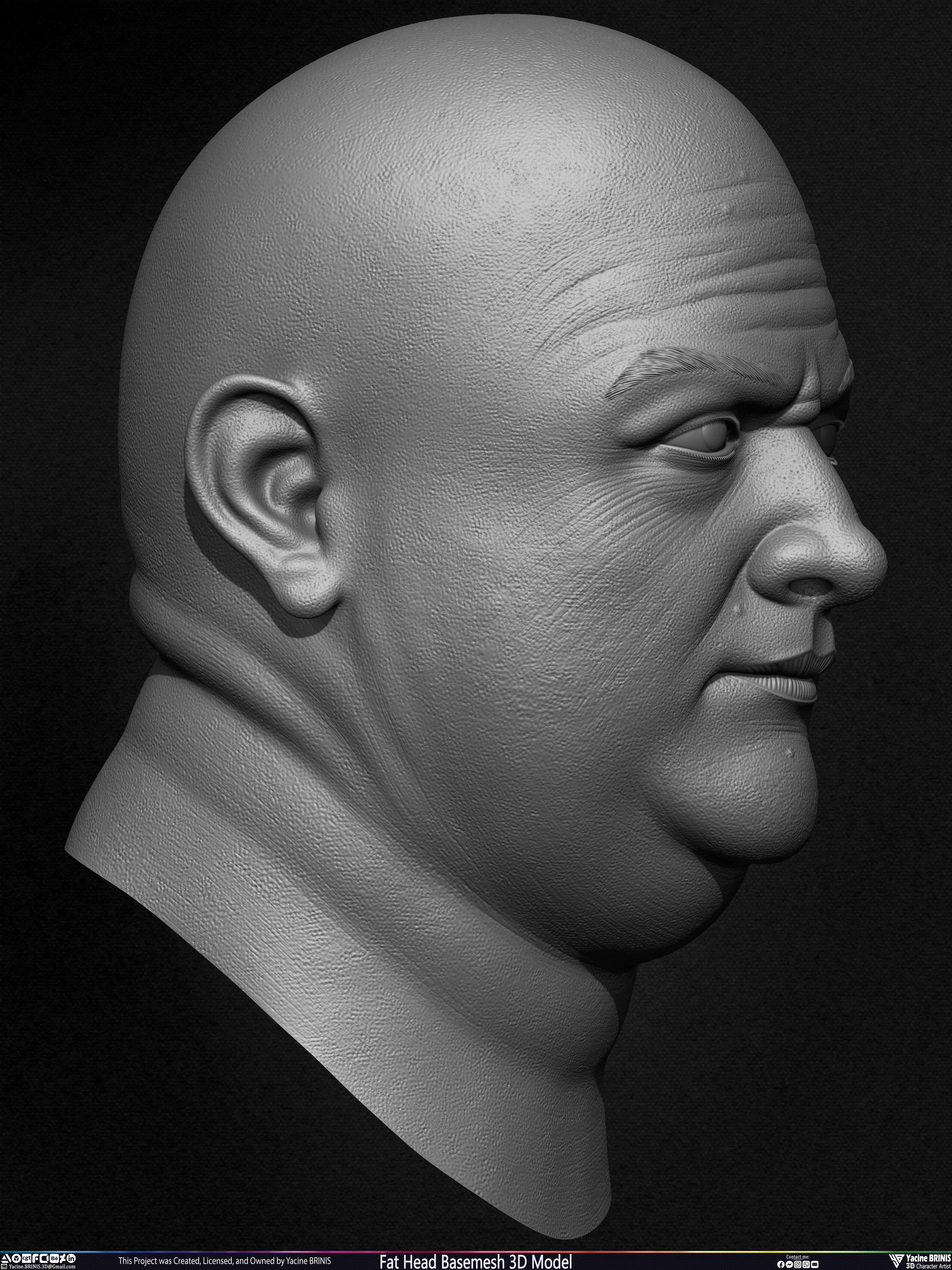 Fat Head Basemesh 3D Model Sculpted by Yacine BRINIS Set 010