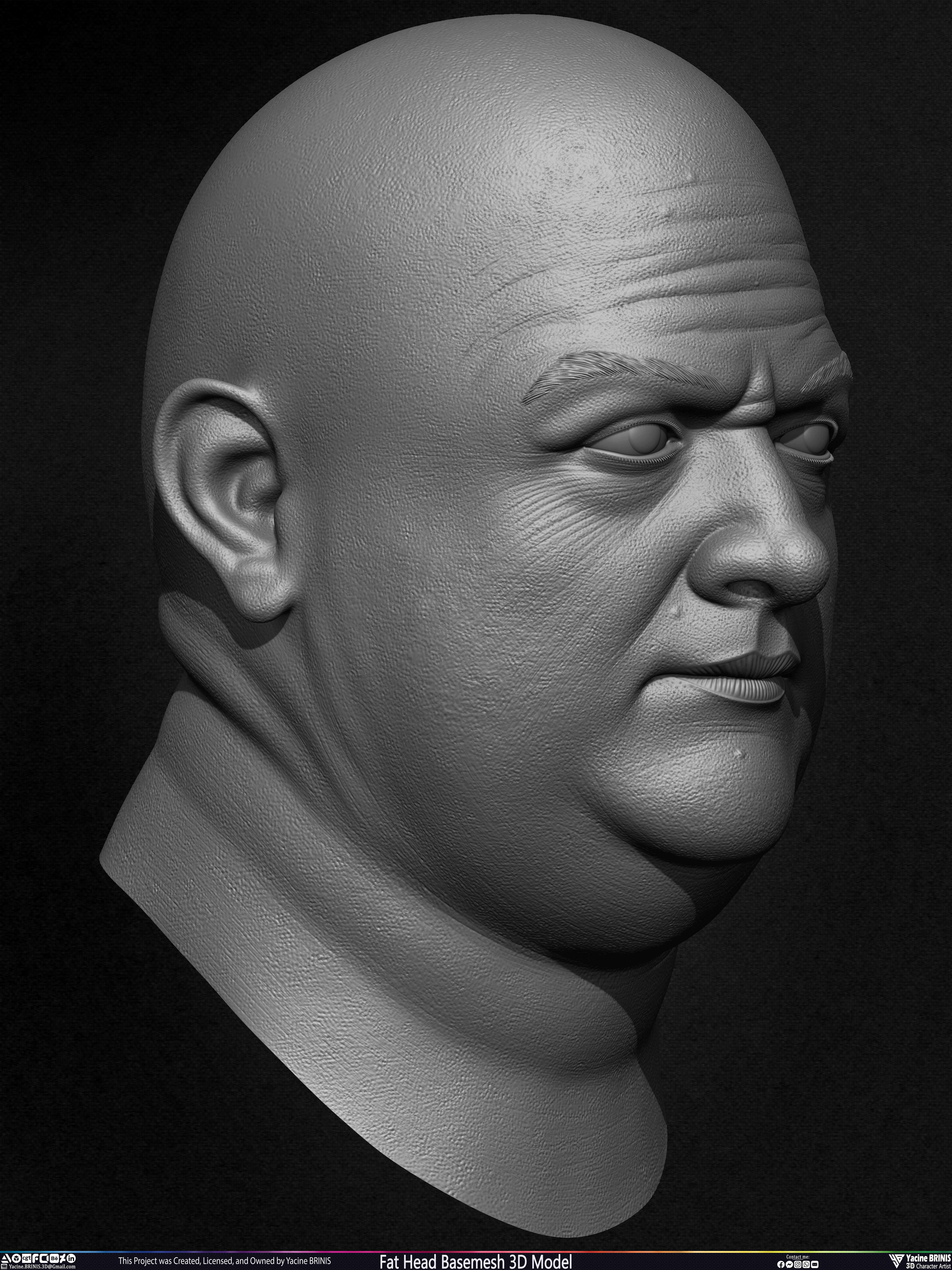 Fat Head Basemesh 3D Model Sculpted by Yacine BRINIS Set 011
