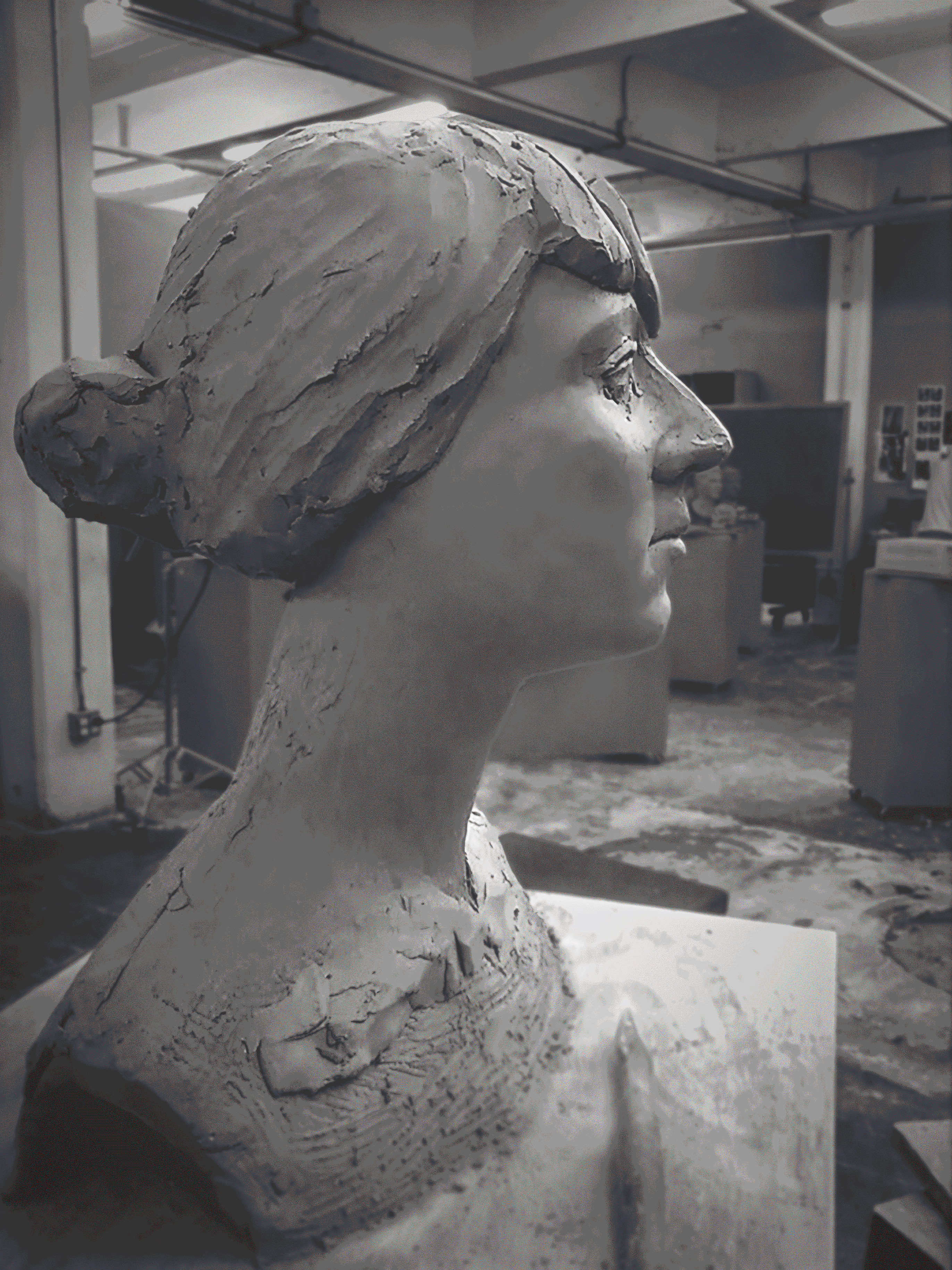 Life size ceramic female portrait 