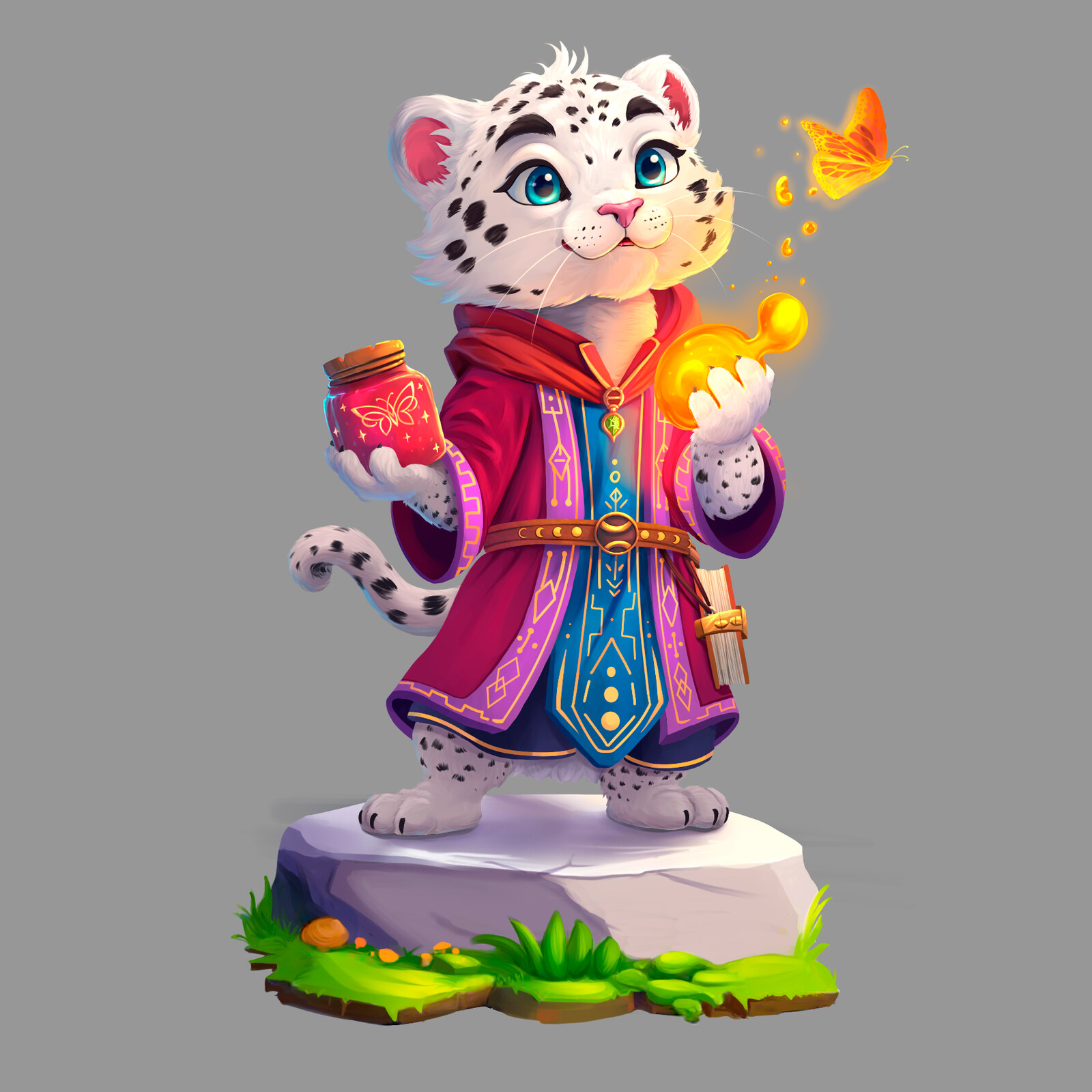 Snow leopard mage - Character design  concept