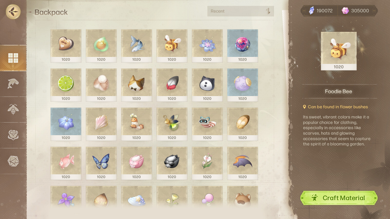 Final UI by me. Material icons (such as "foodie bee") are being used as placeholders, and credits go to InfoldGames.