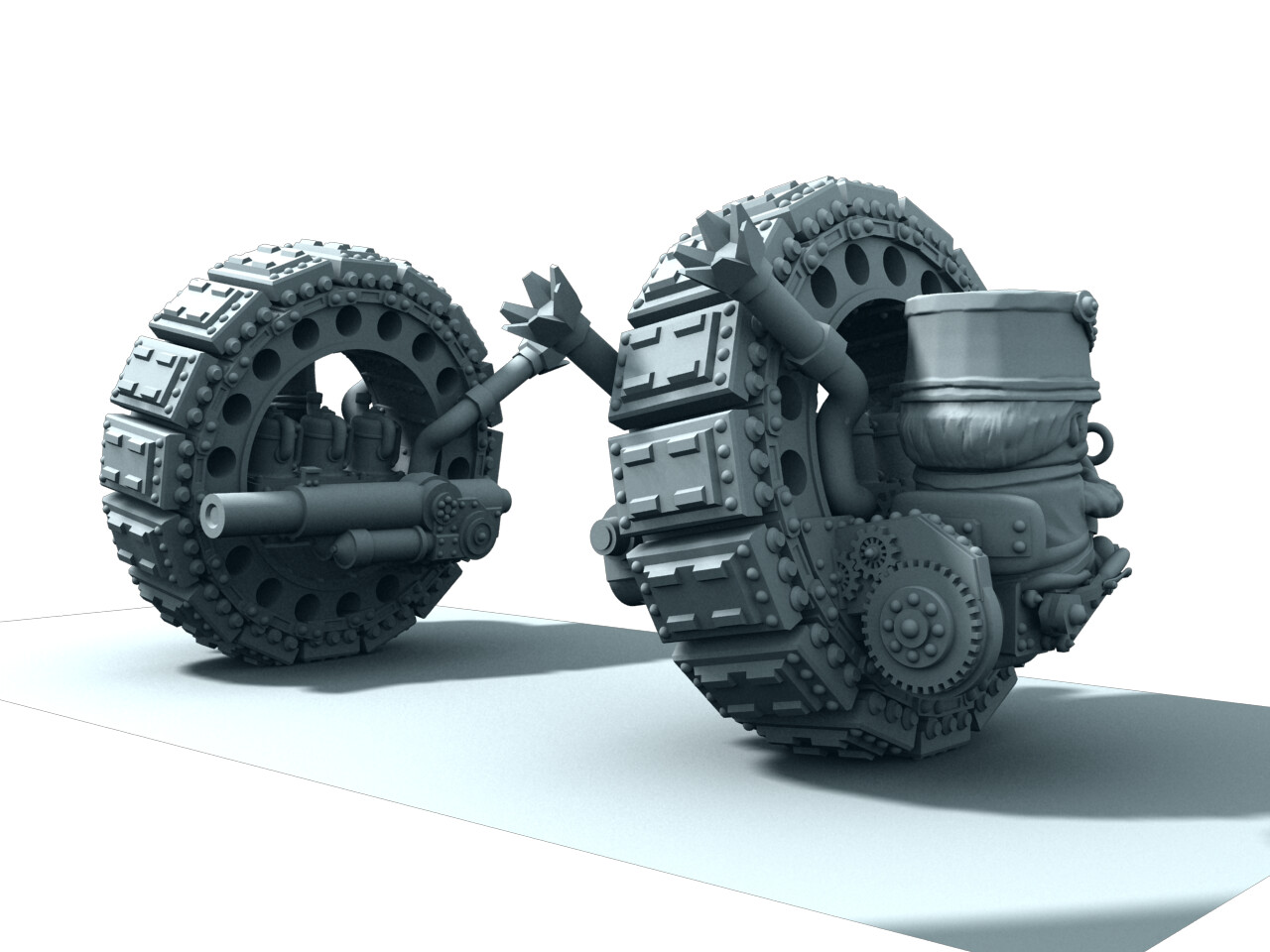 The heavyweight Blight mono-wheel that I modeled with a self leveling seat.
