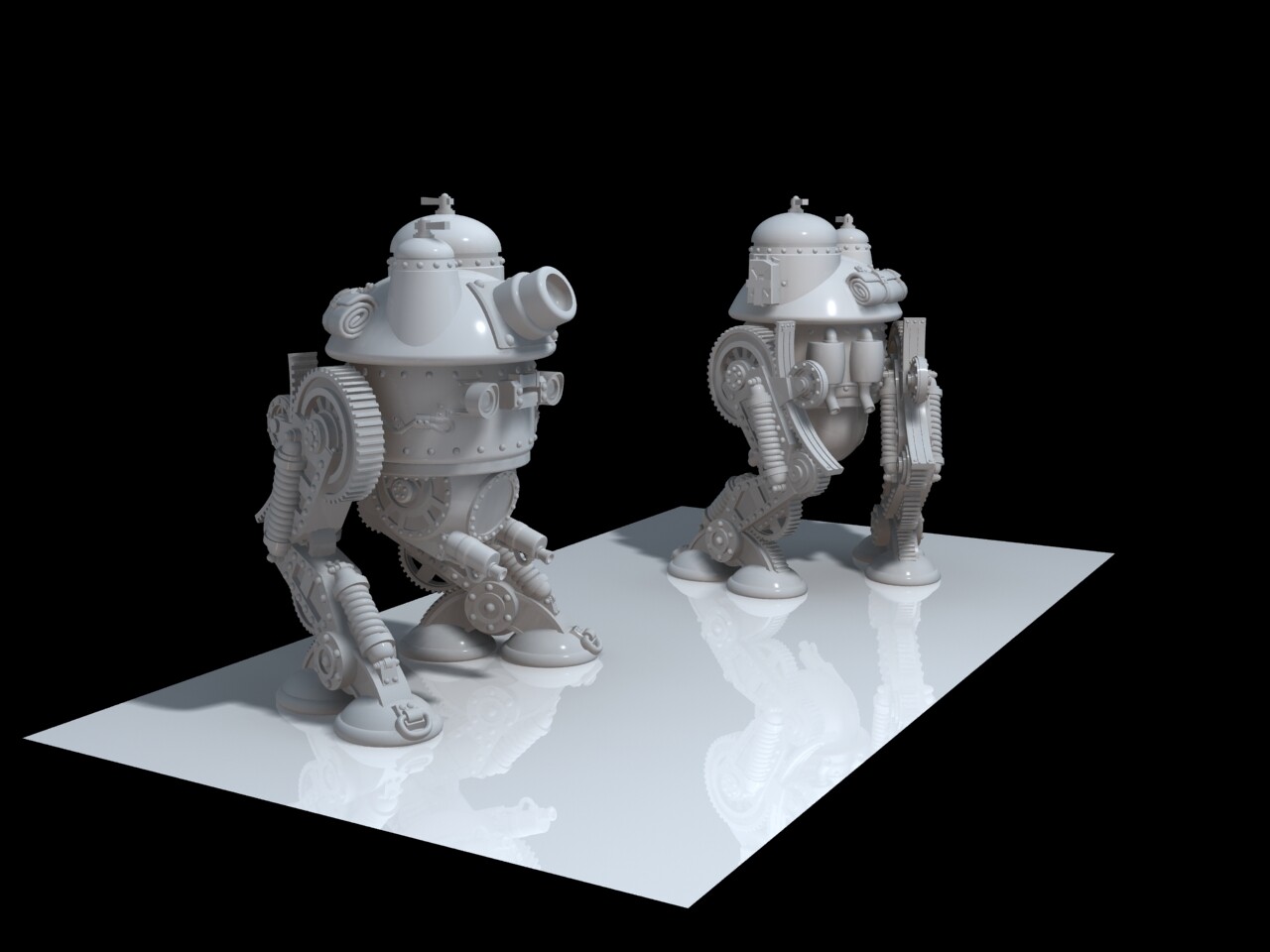 The sculpt of the Allied Ostrich mech is one of my favorite to make. It helped set the bar for scale and detail for the miniature production.